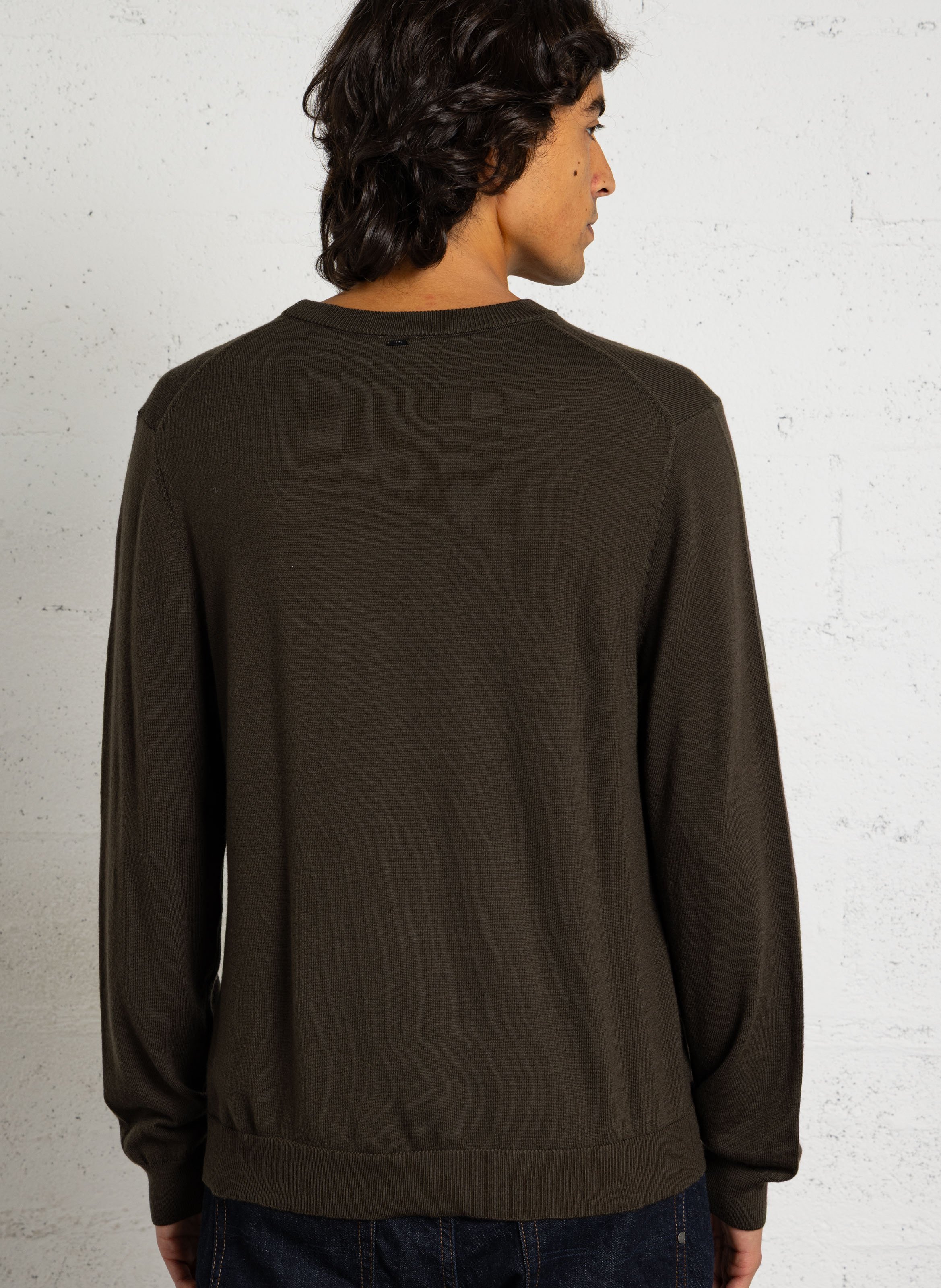 Round-neck fine wool top IKKS Khaki