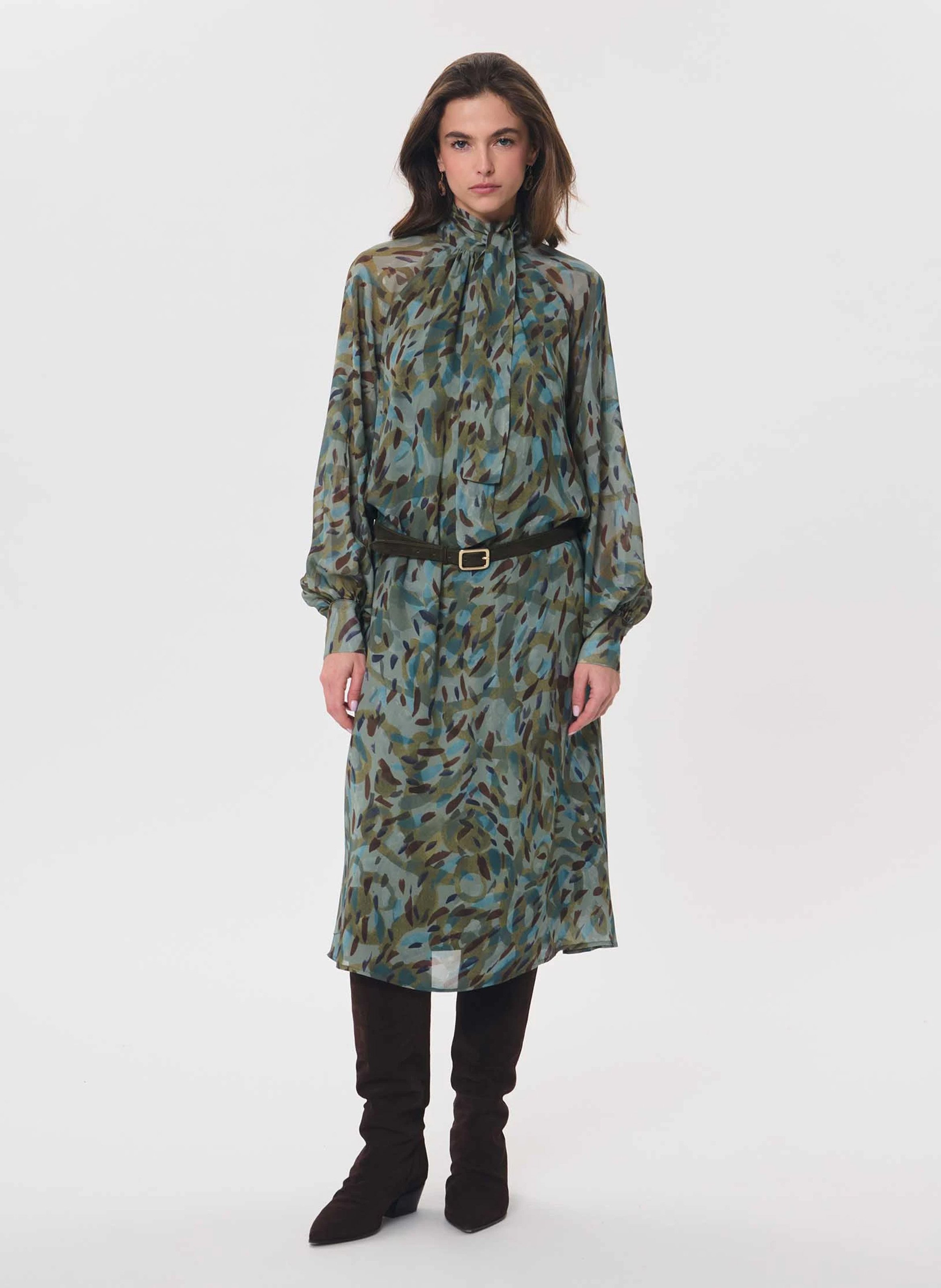 Robe fluide à imprimé fleuri TARA JARMON Bleu