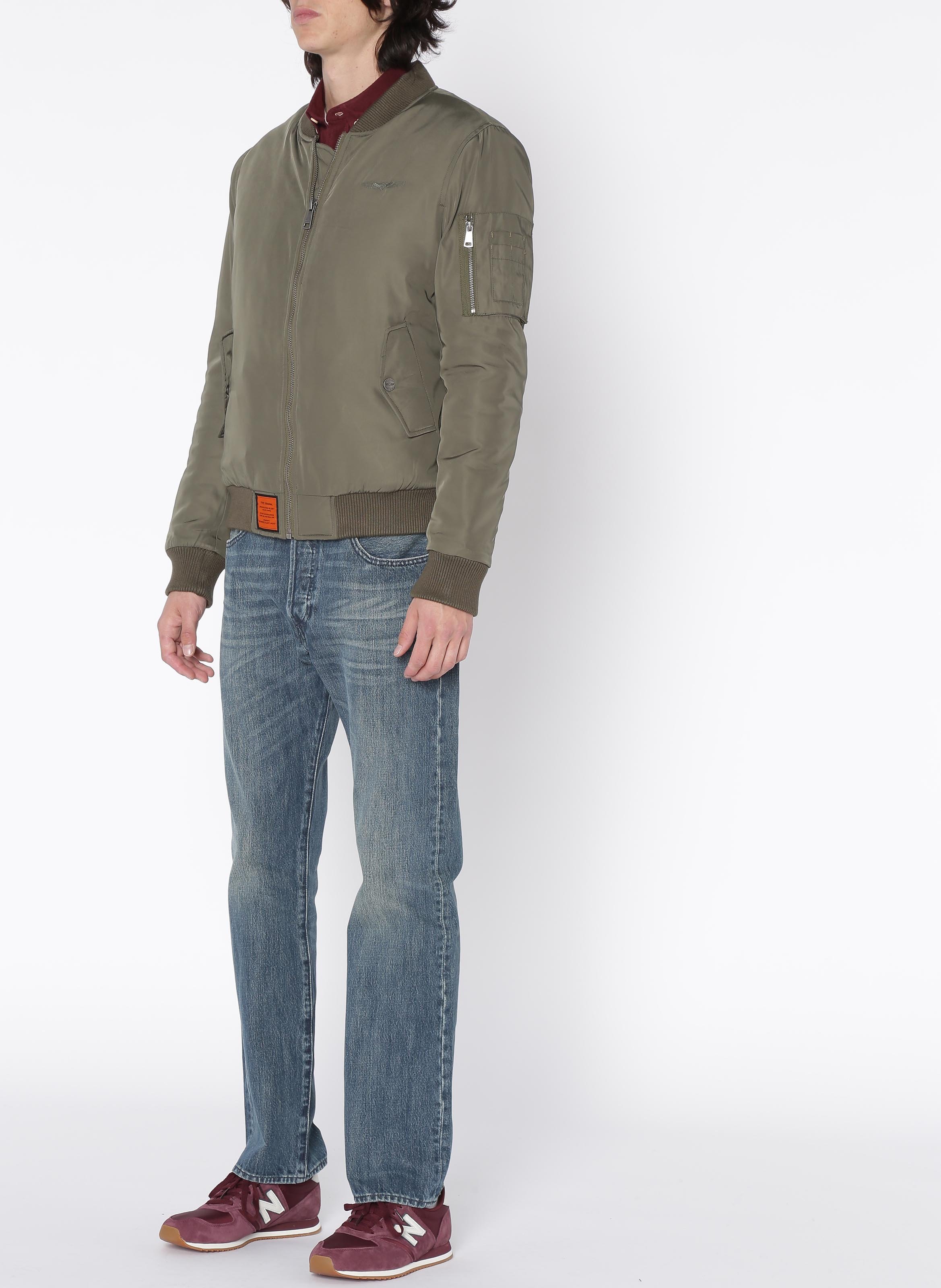 Bomber col teddy regular-fit zippé BOMBERS ORIGINAL Kaki