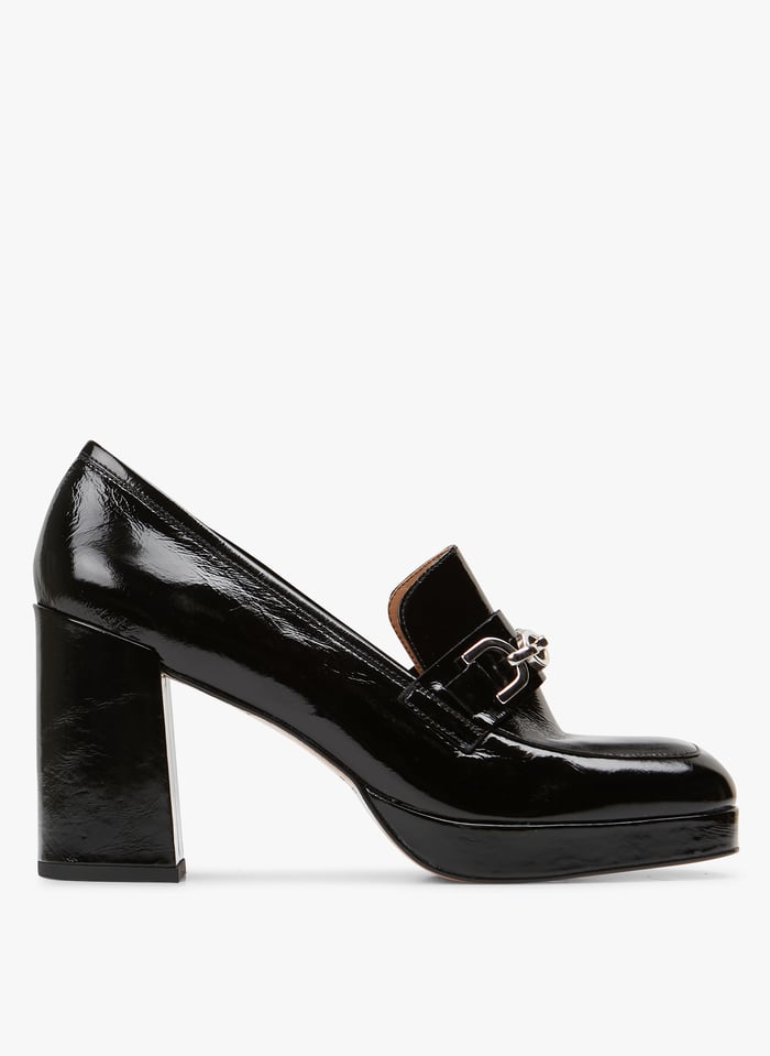 Mocassins talon en cuir Noir