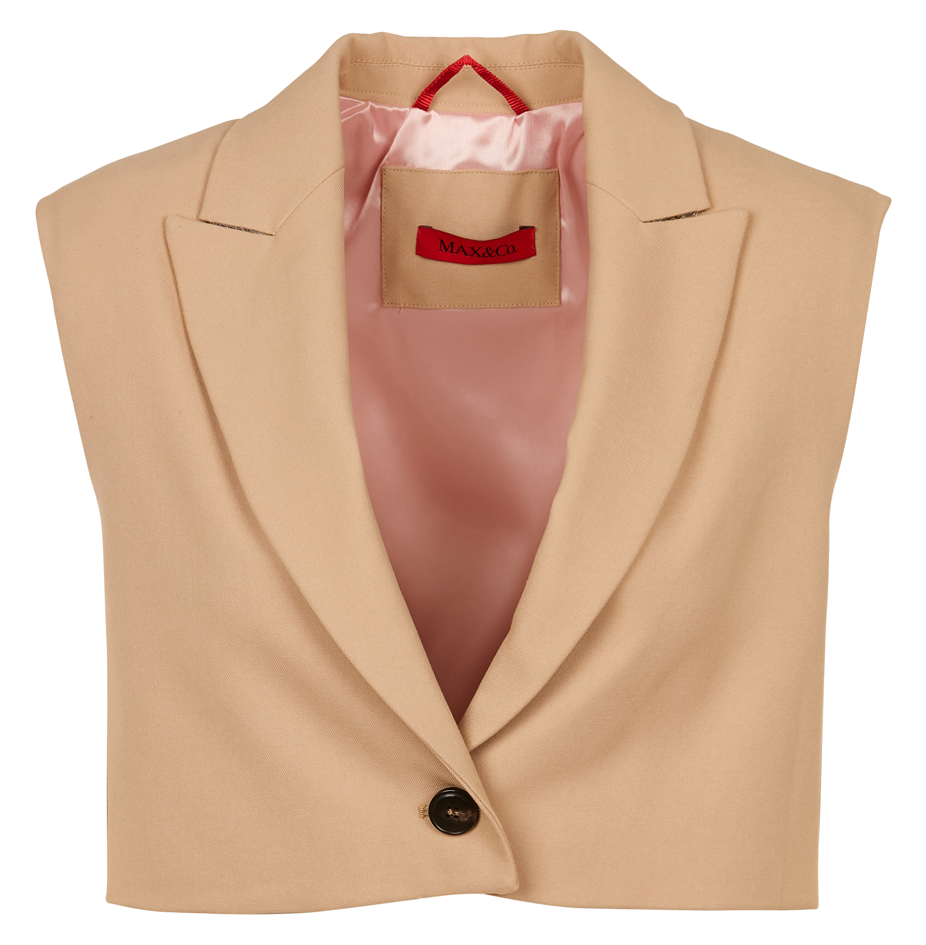 Gerade geschnittene Kurzjacke mit Reverskragen Beige