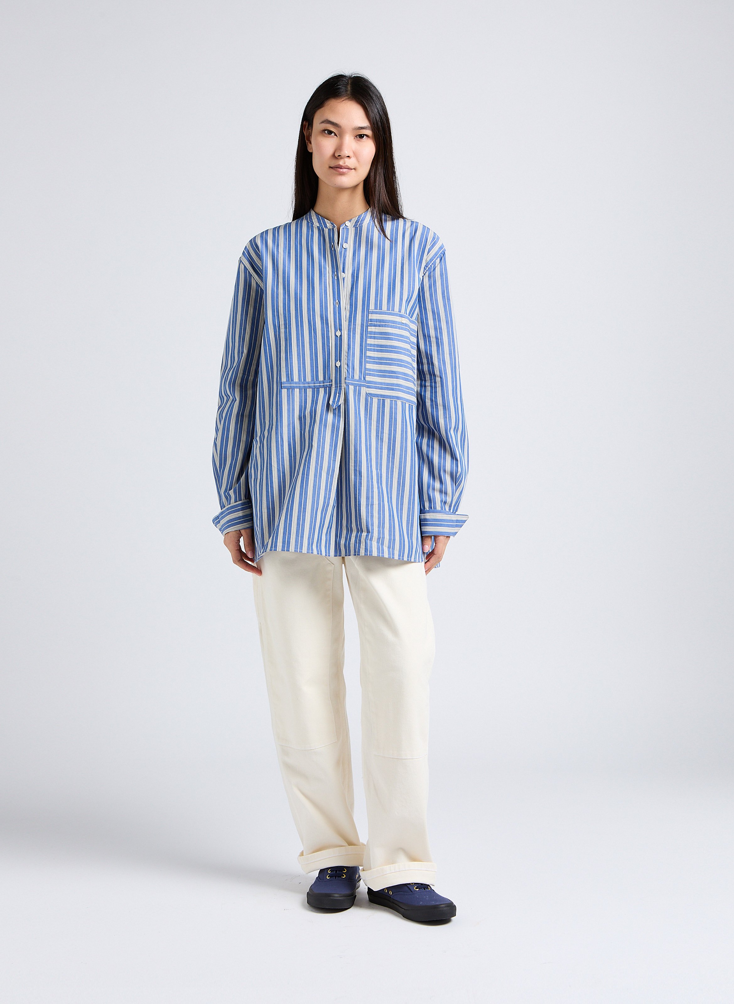 High-waisted straight-leg cotton jeans MARGAUX LONNBERG White