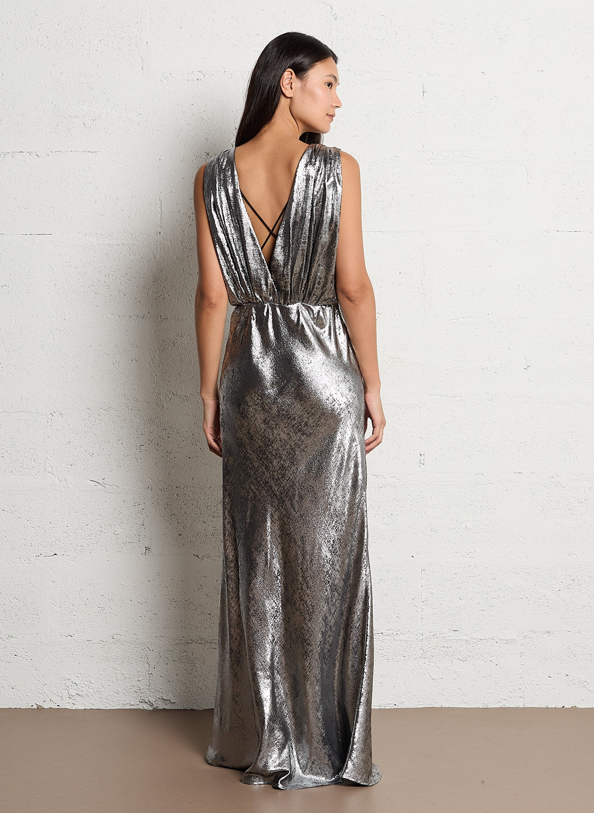 Long metallic dress MES DEMOISELLES Silver