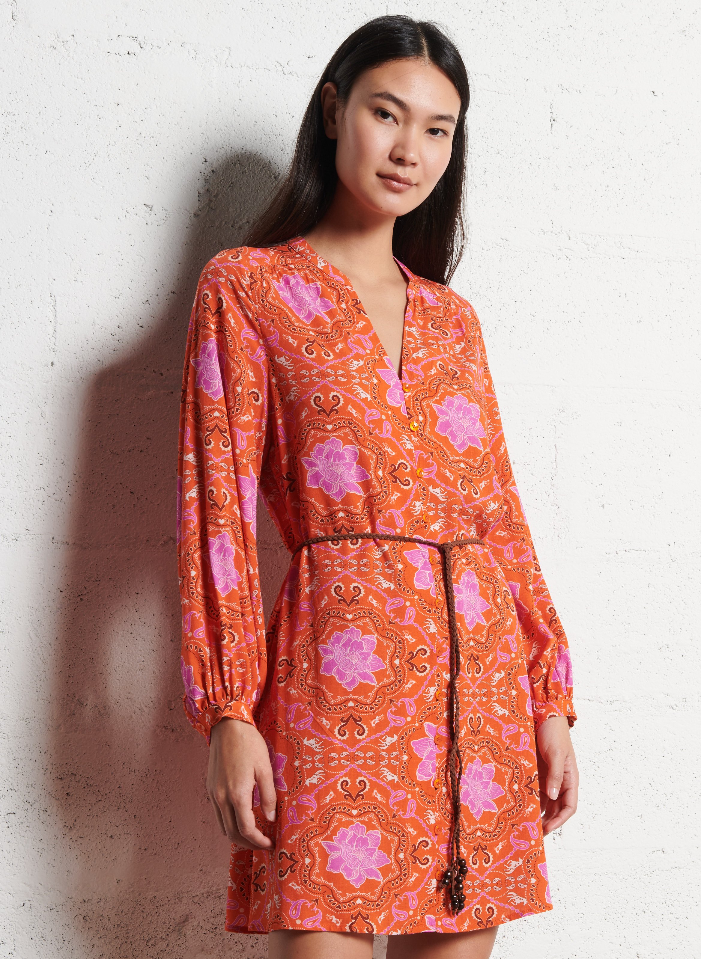 Halflange jurk met print LA PETITE ETOILE Oranje