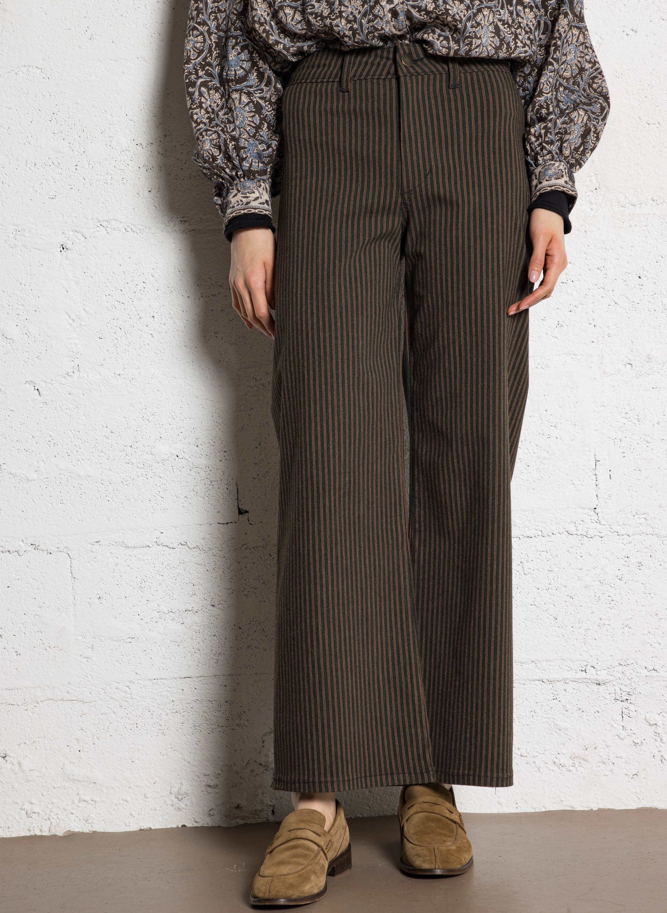 Striped wide-leg pants MAISON HOTEL Brown