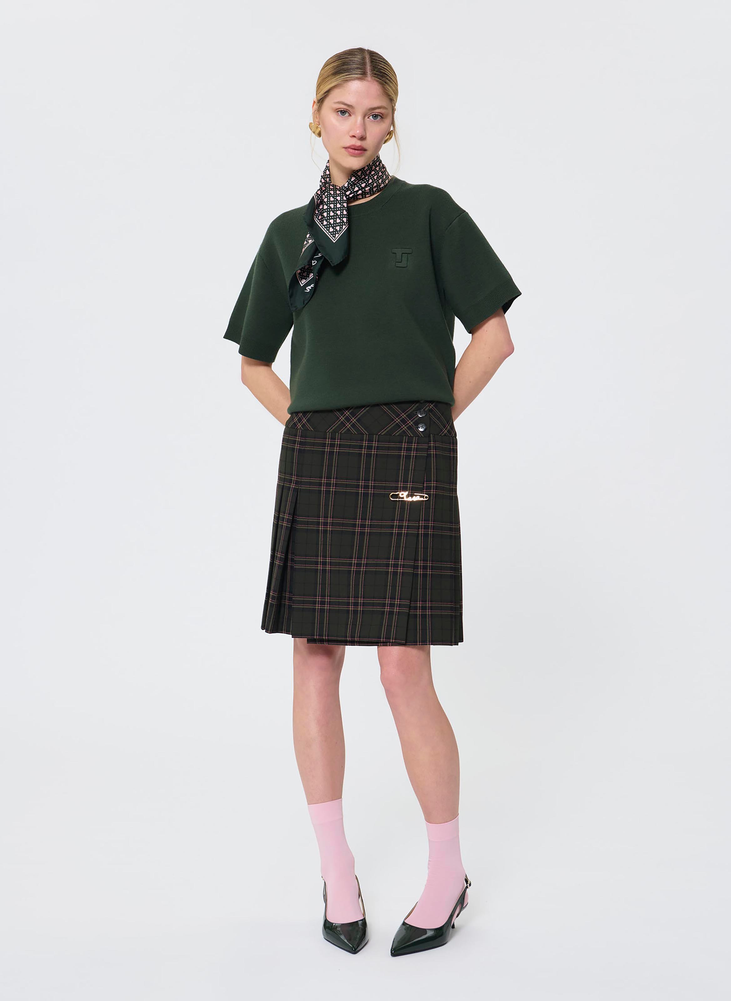 Wool crew neck t-shirt TARA JARMON Green