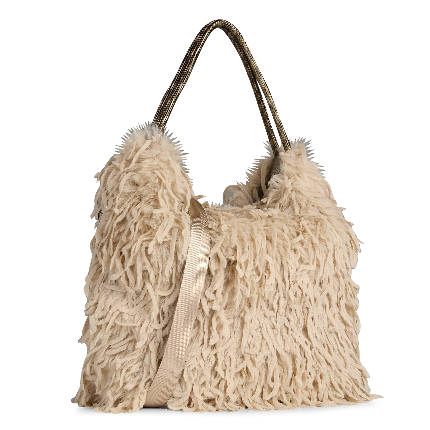 Reversible feather handbag BELLEROSE Beige