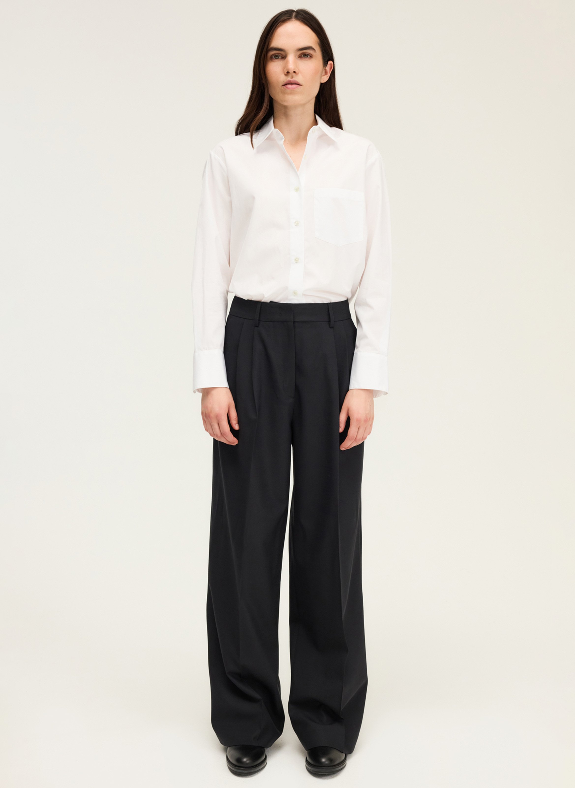 Pantalon large en laine mélangée PABLO Noir