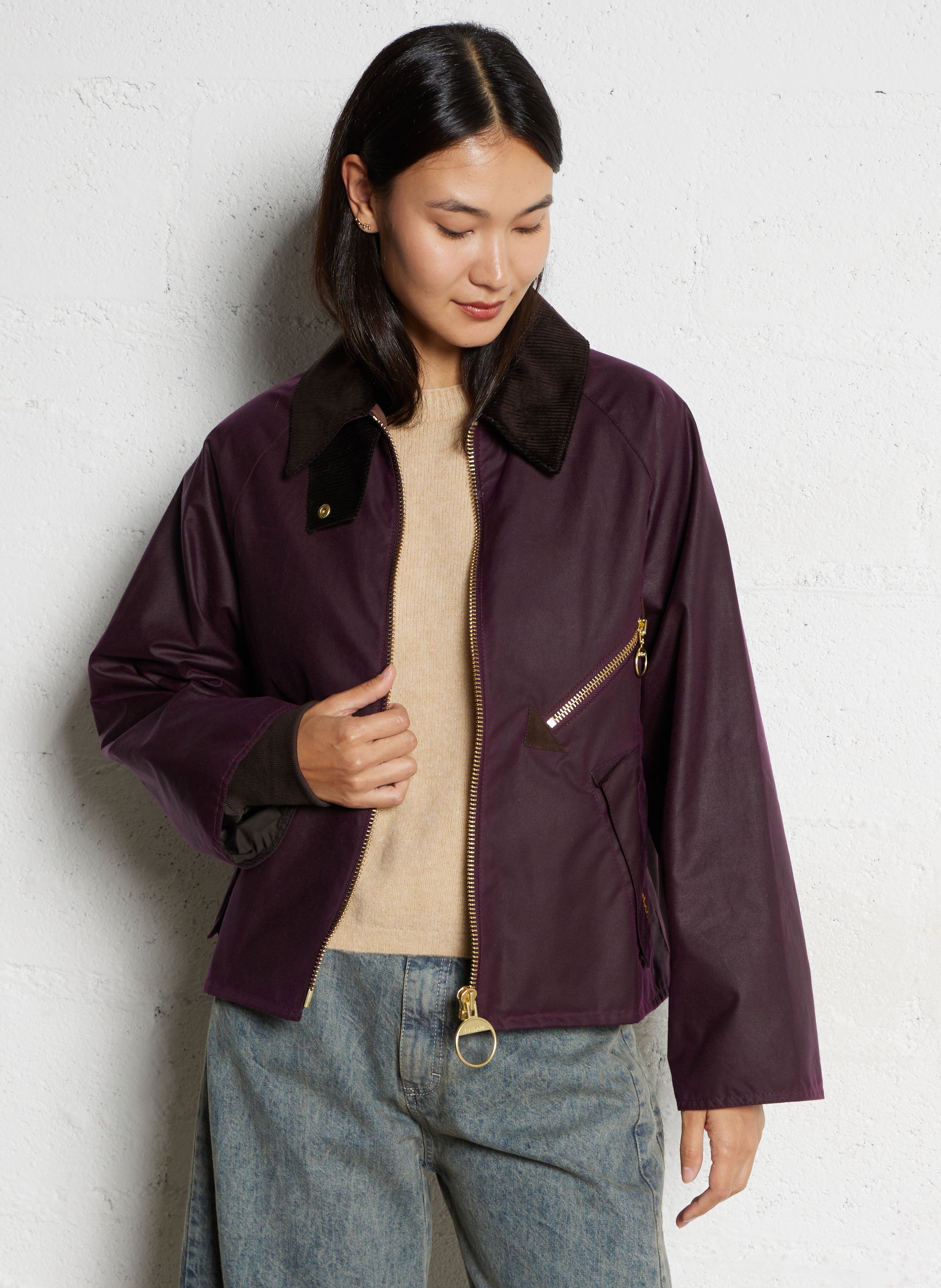 Veste droite en coton BARBOUR Violet