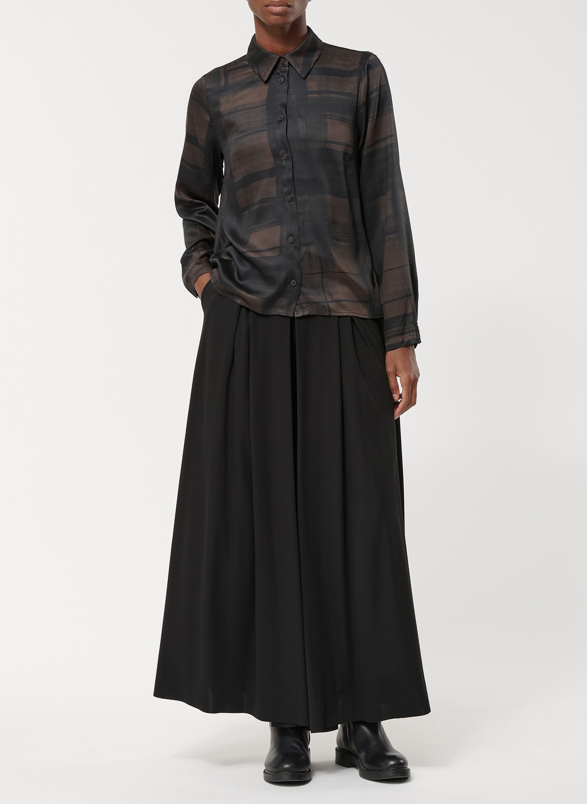 Chemise col classique imprimée HUMILITY Marron