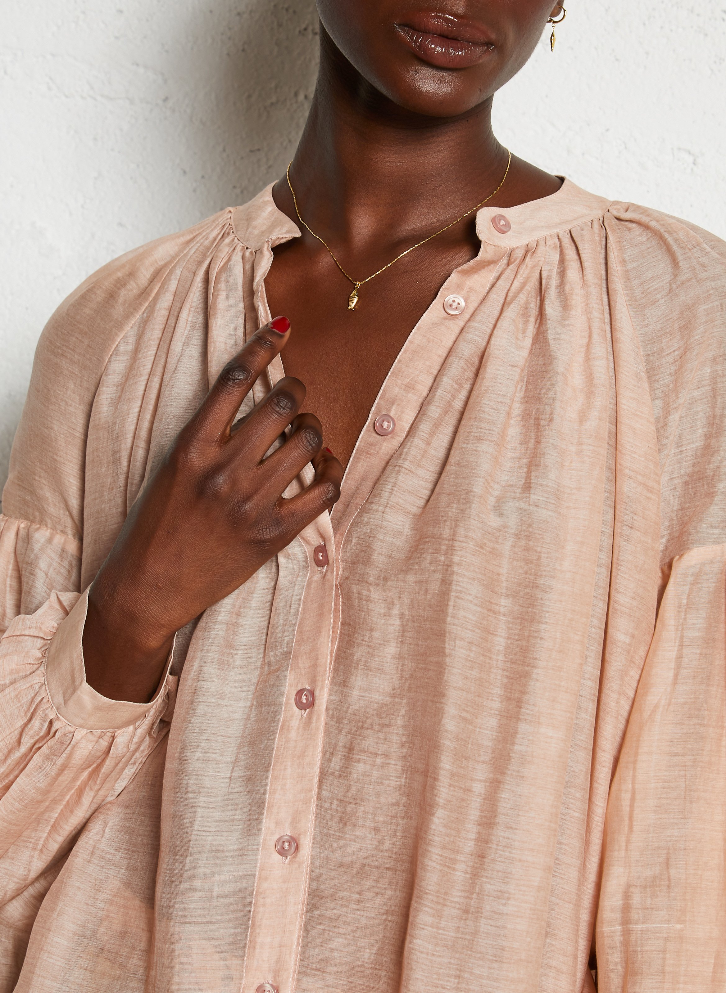 Blouse ample en coton et soie MES DEMOISELLES Rose