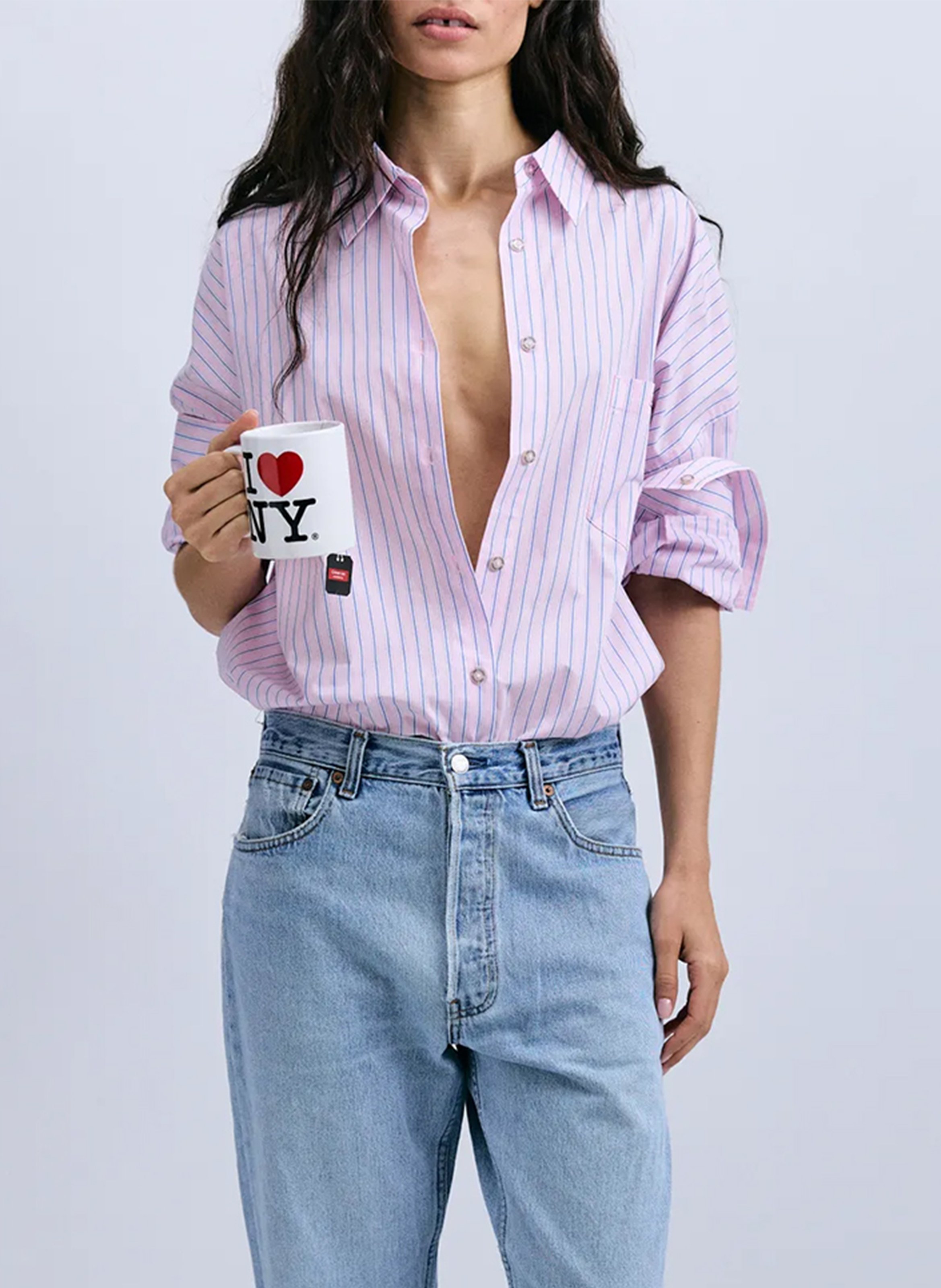 Blouse met klassieke kraag LOVE STORIES Roze