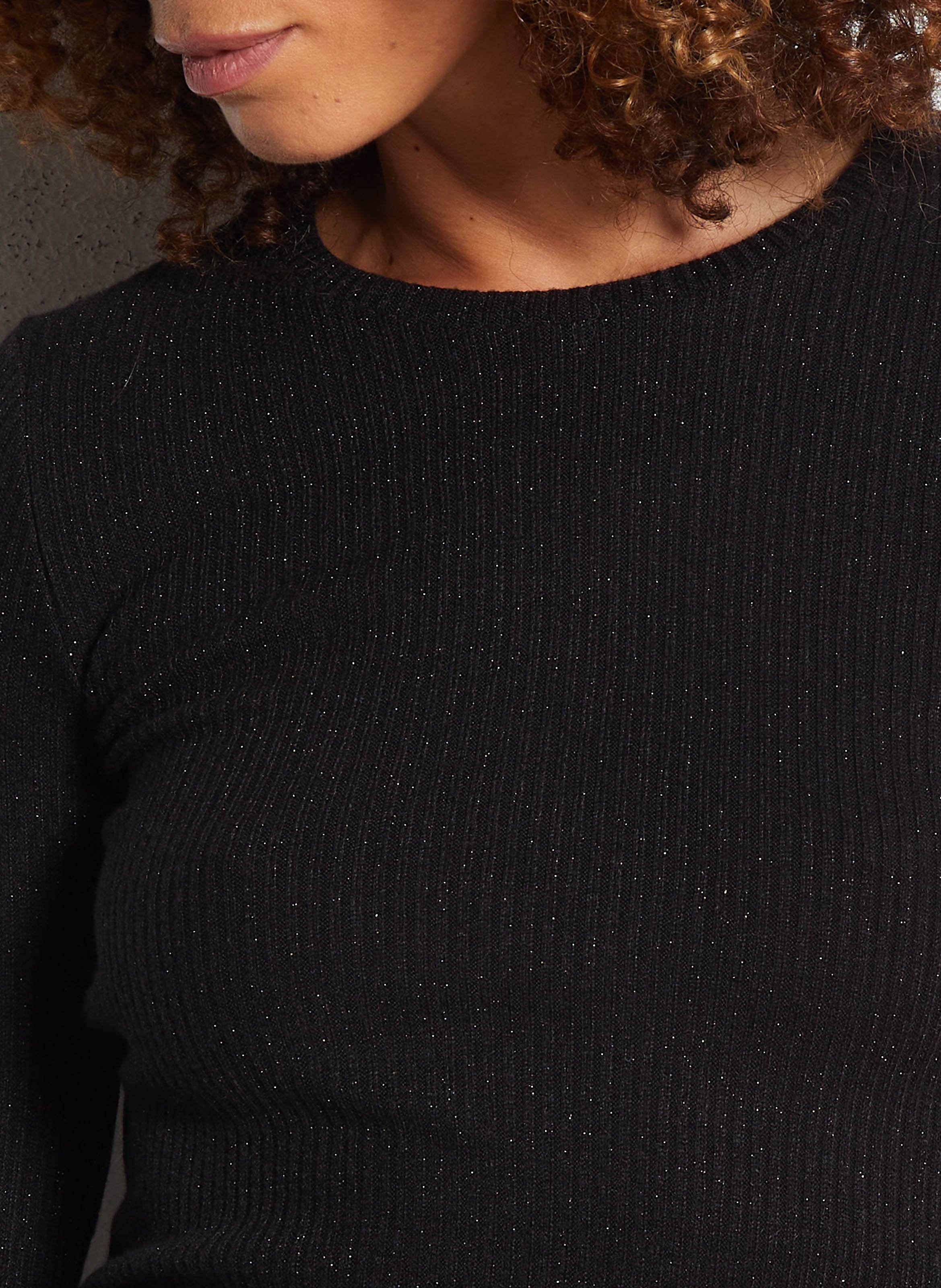 Tee-shirt droit col rond métallisé I CODE Noir