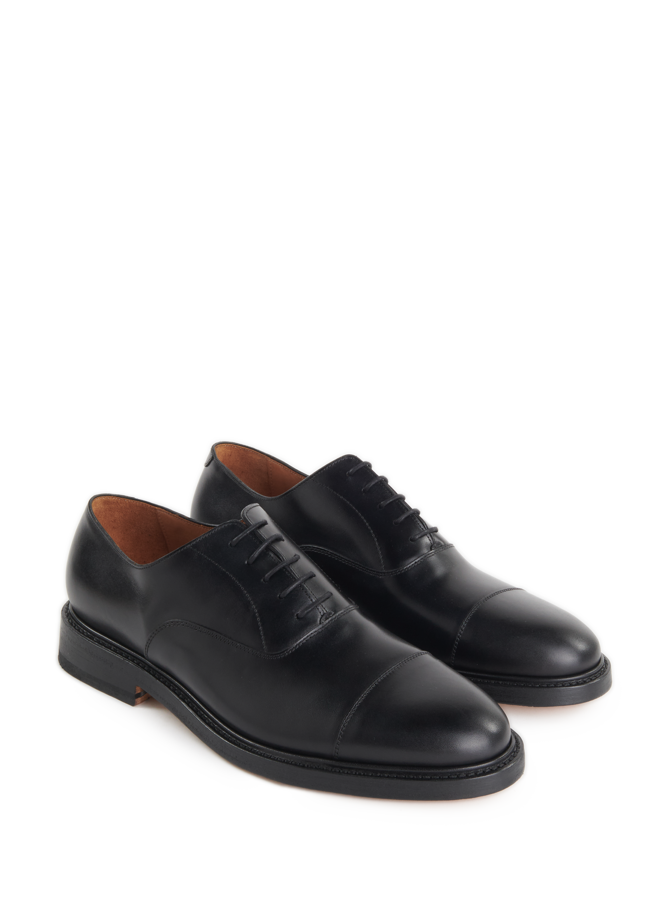Plain leather Richelieu loafers SAISON 1865 Black