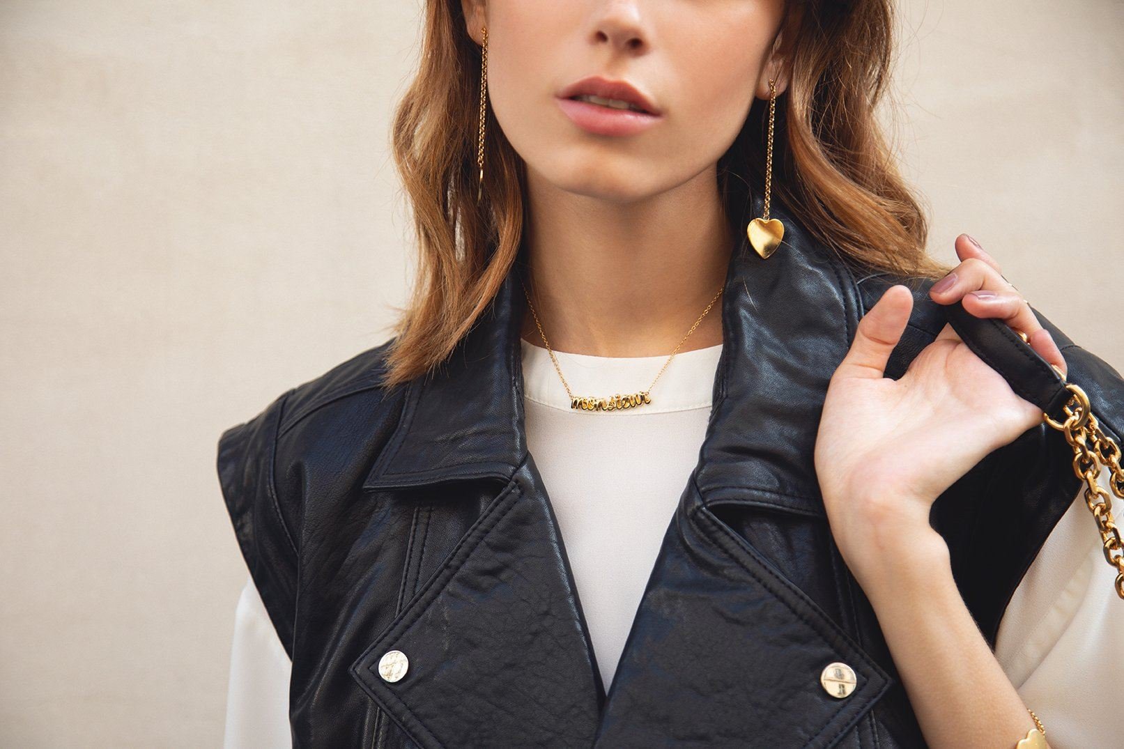 Silver-plated heart pendant earrings MONSIEUR SIMONE Silver