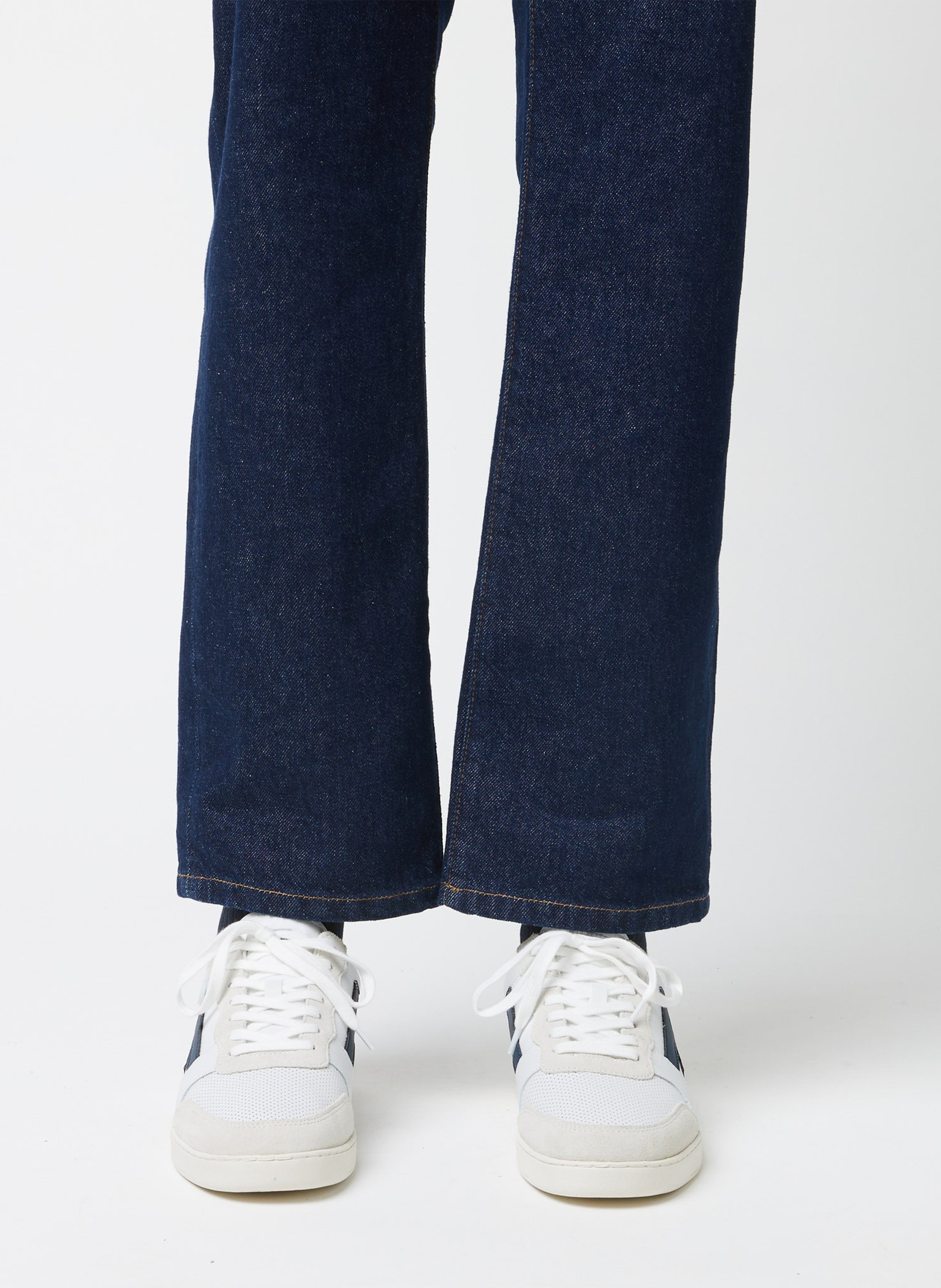 Low-top mixed leather trainers FAGUO Beige