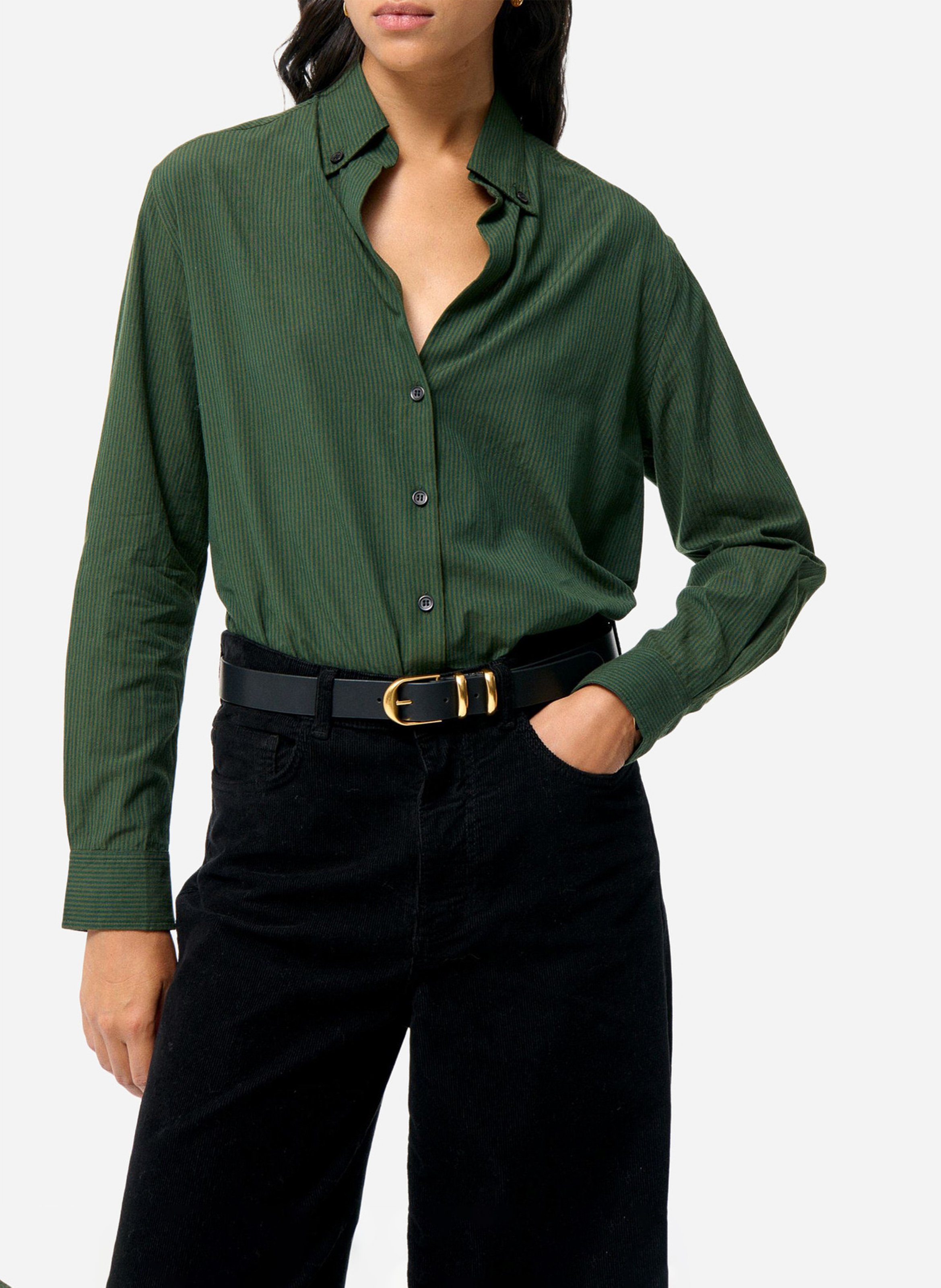 Cotton shirt with classic collar VANESSA BRUNO Green