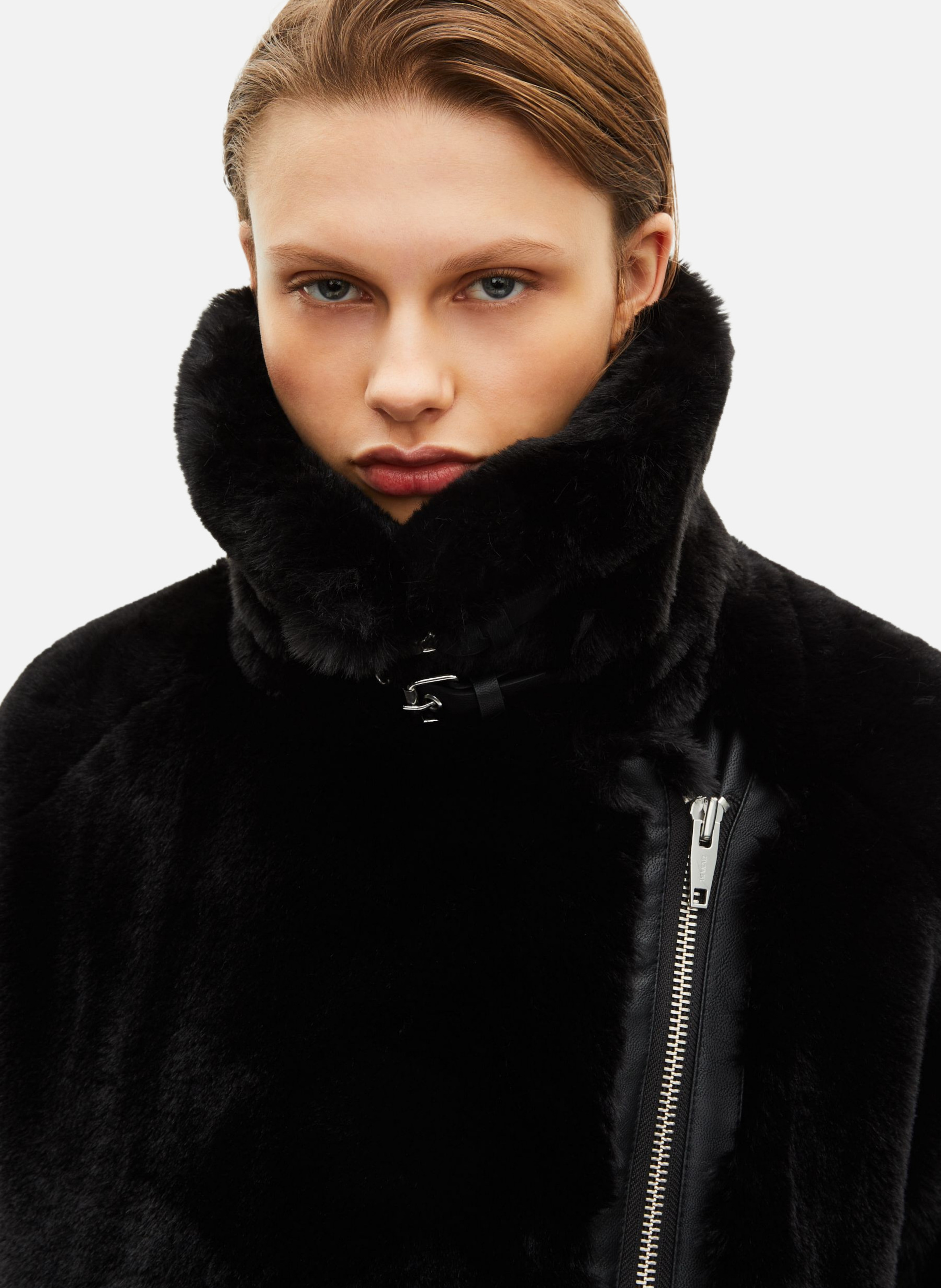 Faux fur aviator jacket Black