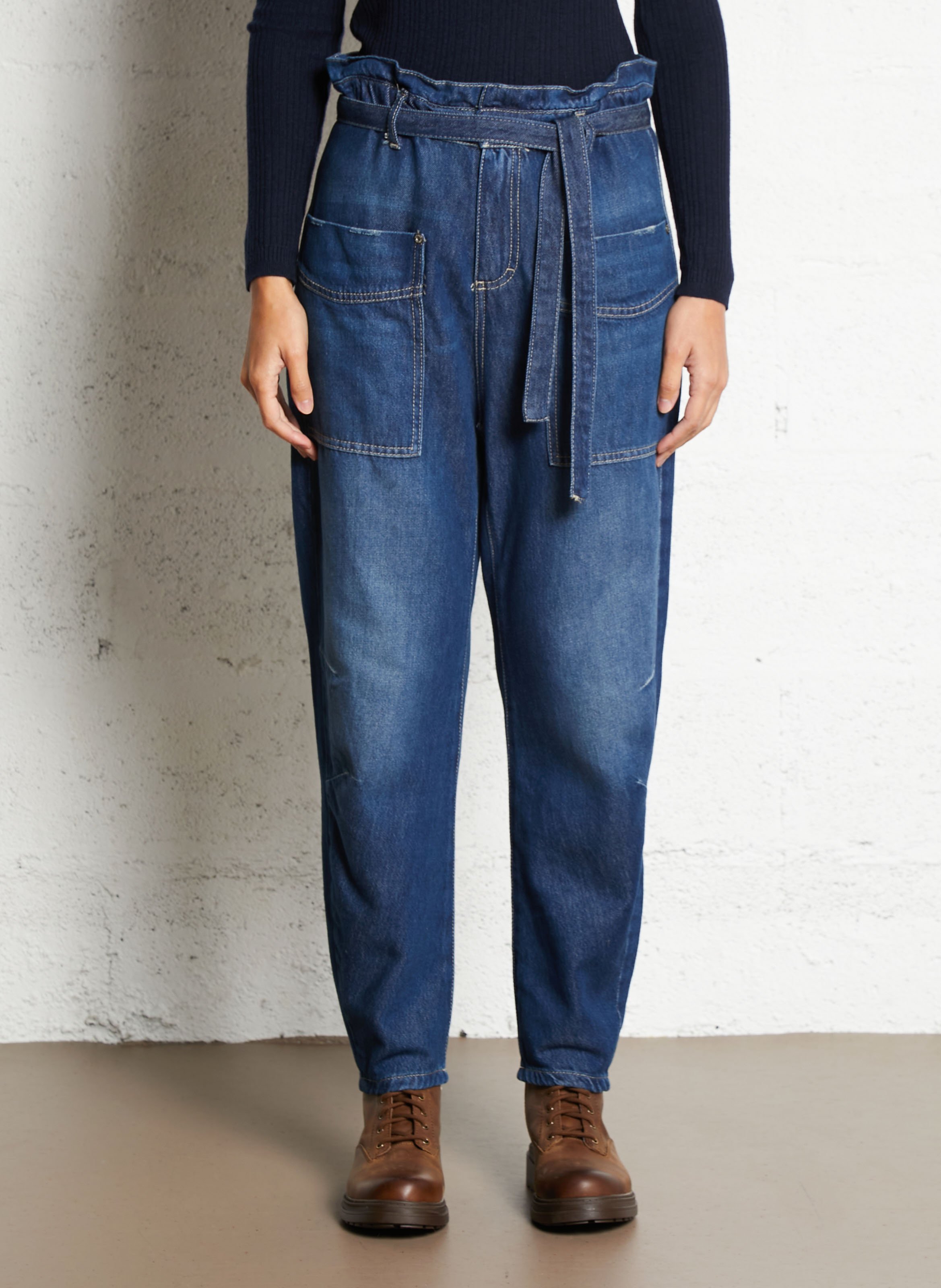 Jean droit délavé PLEASE Bleu