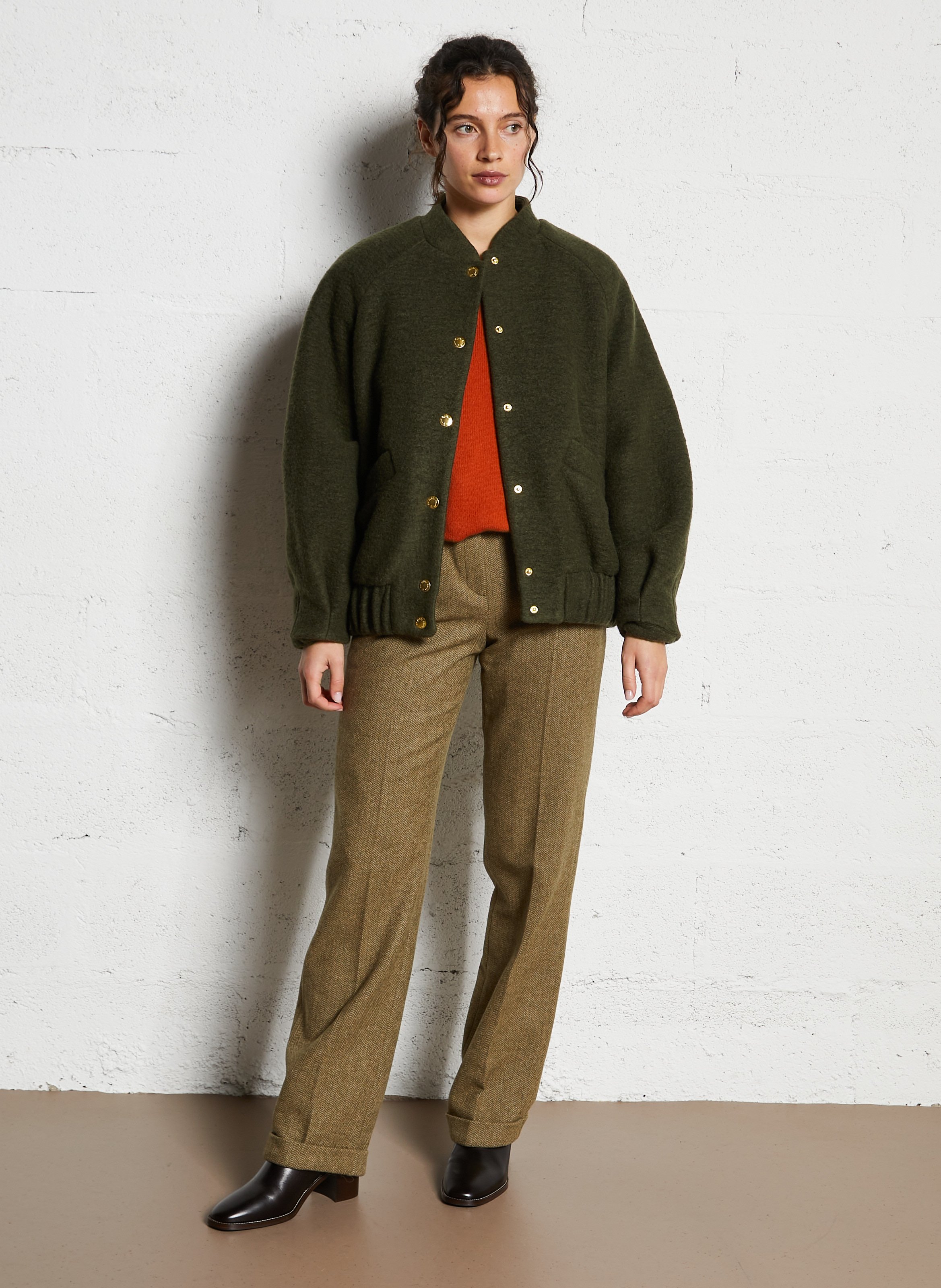 Straight wool trousers MAISON 123 Green