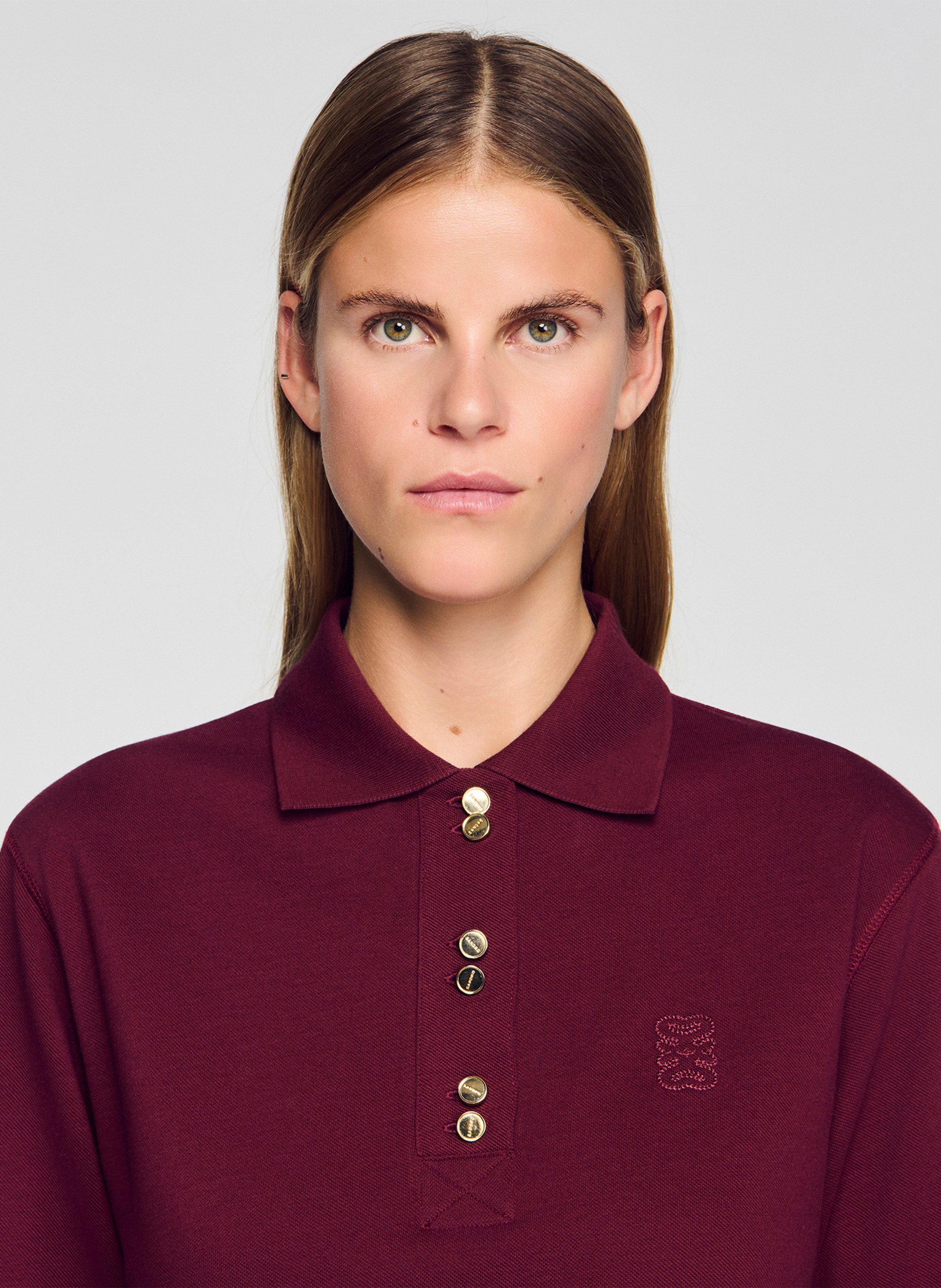 Short-sleeved polo with logo embroidery SANDRO Red