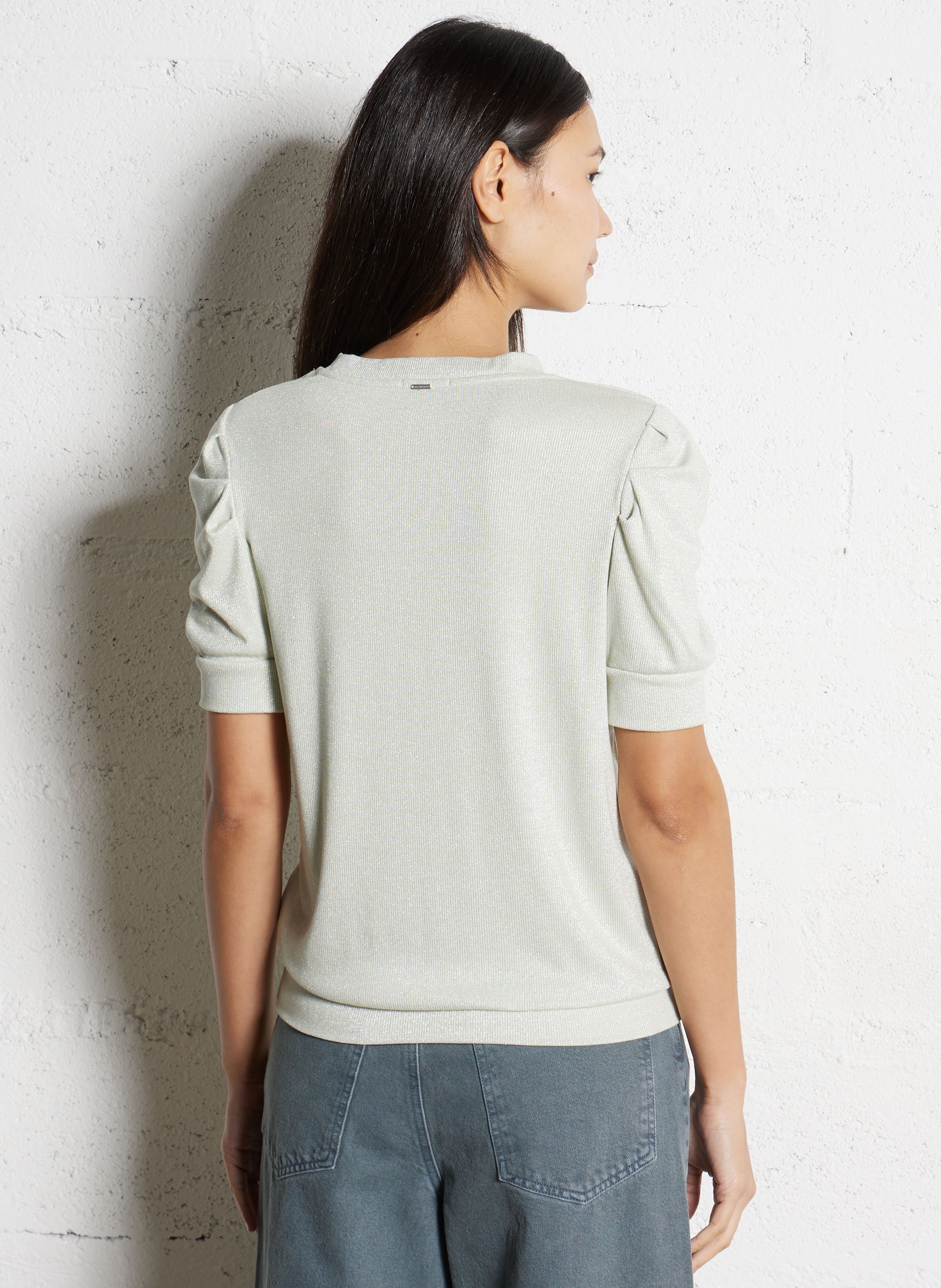 Round neck straight fit sequined sweater IKKS Green