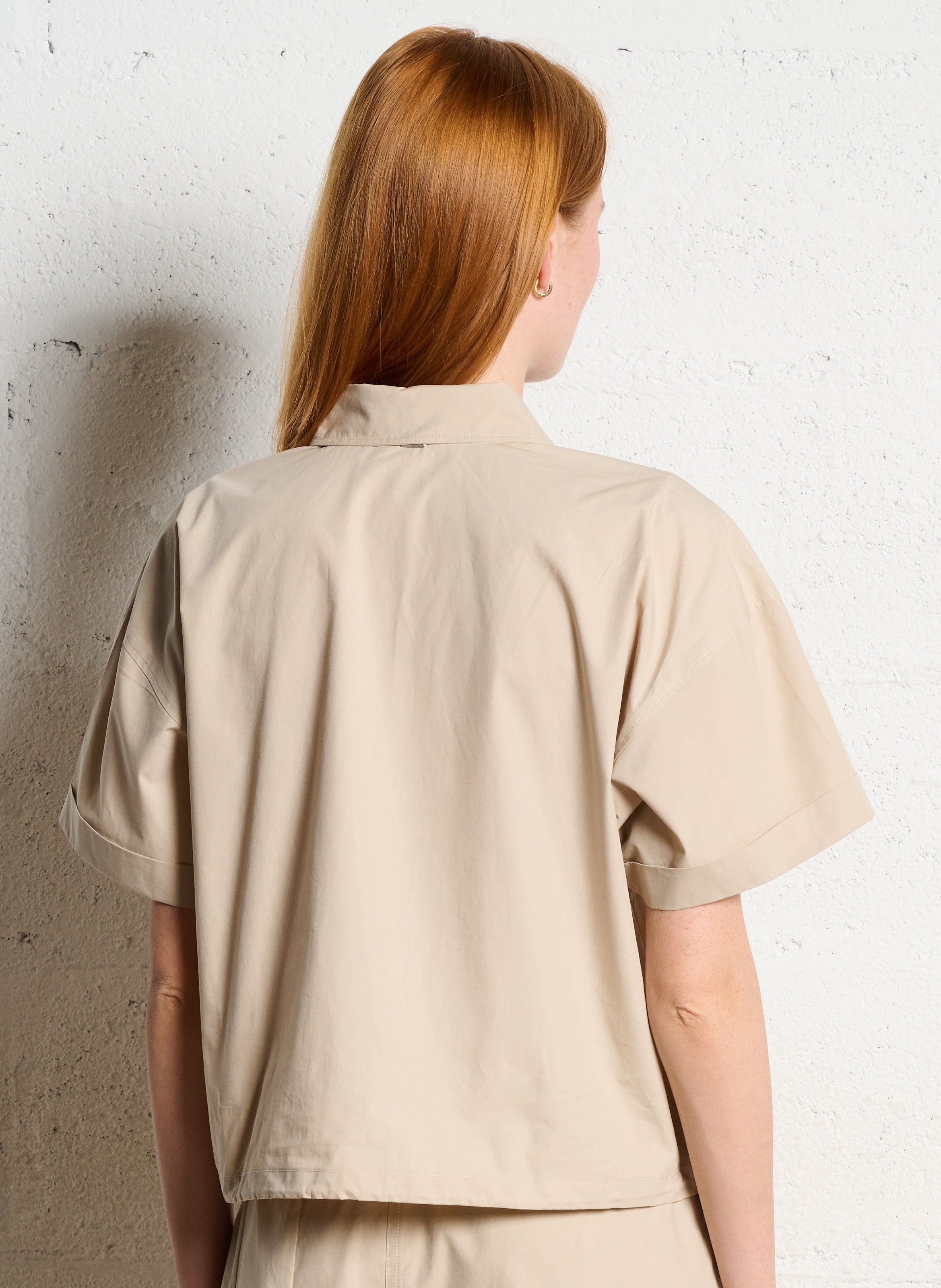 Straight cotton shirt with elasticated waistband IKKS Beige