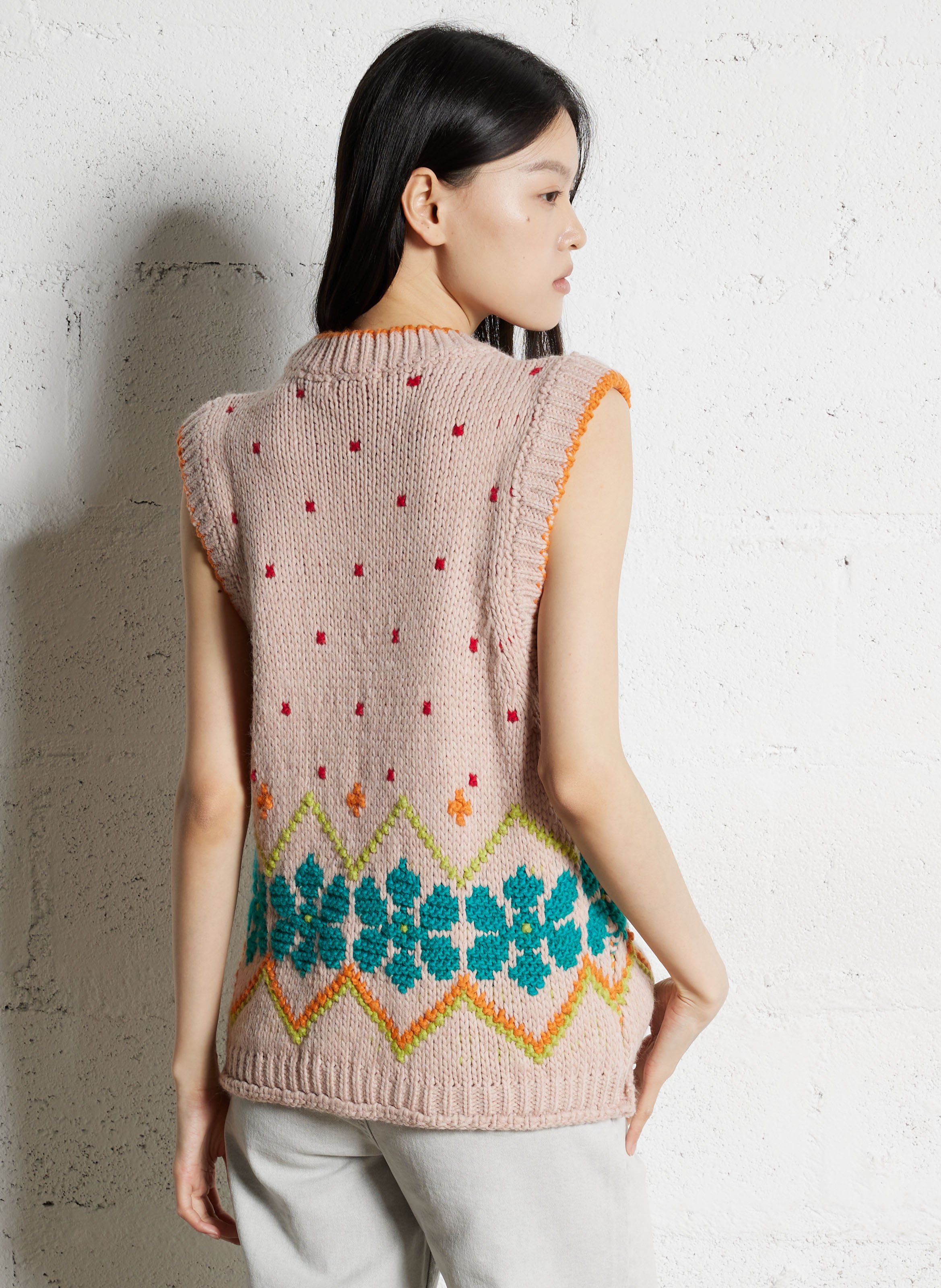 Ärmelloser Pullunder mit Rundhalsausschnitt Beige