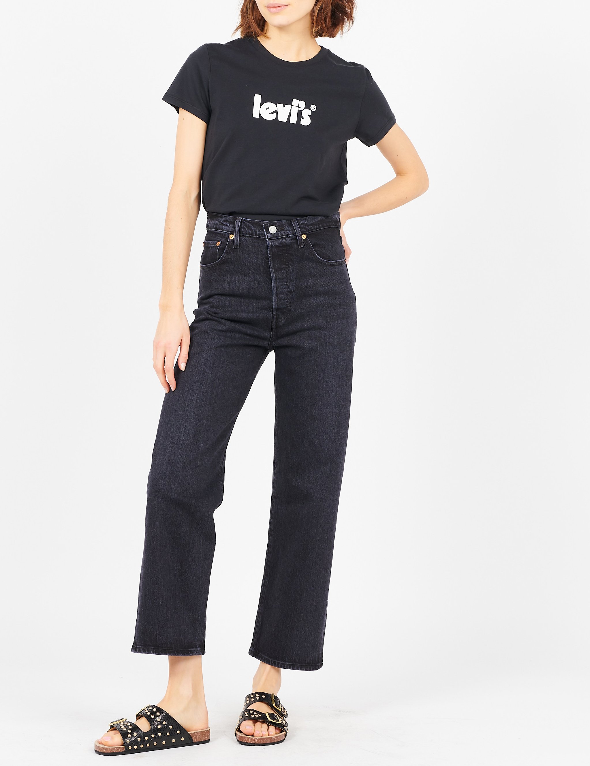 Tee-shirt col rond sérigraphié en coton  LEVI'S Noir