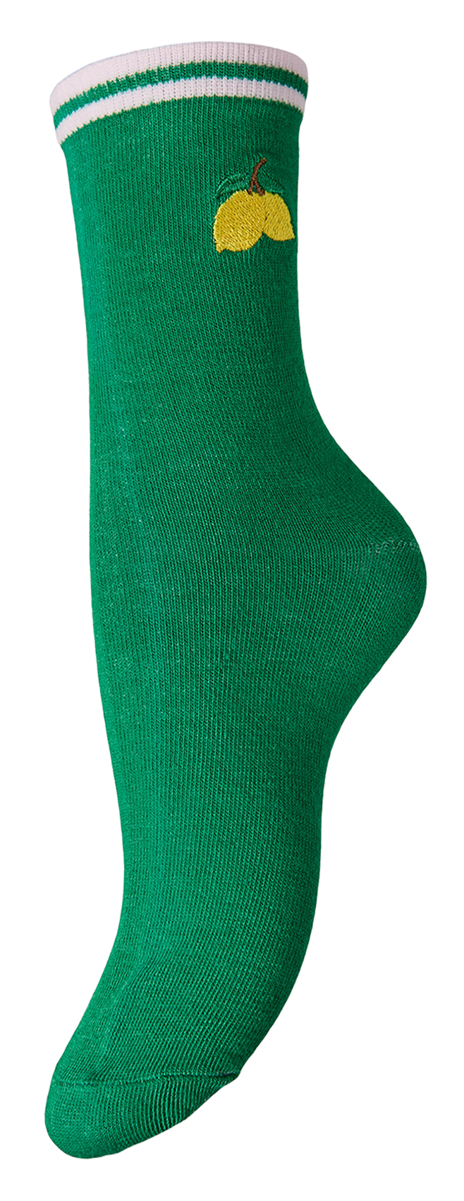 Einfarbige Socken mit Stickerei PIECES Grun