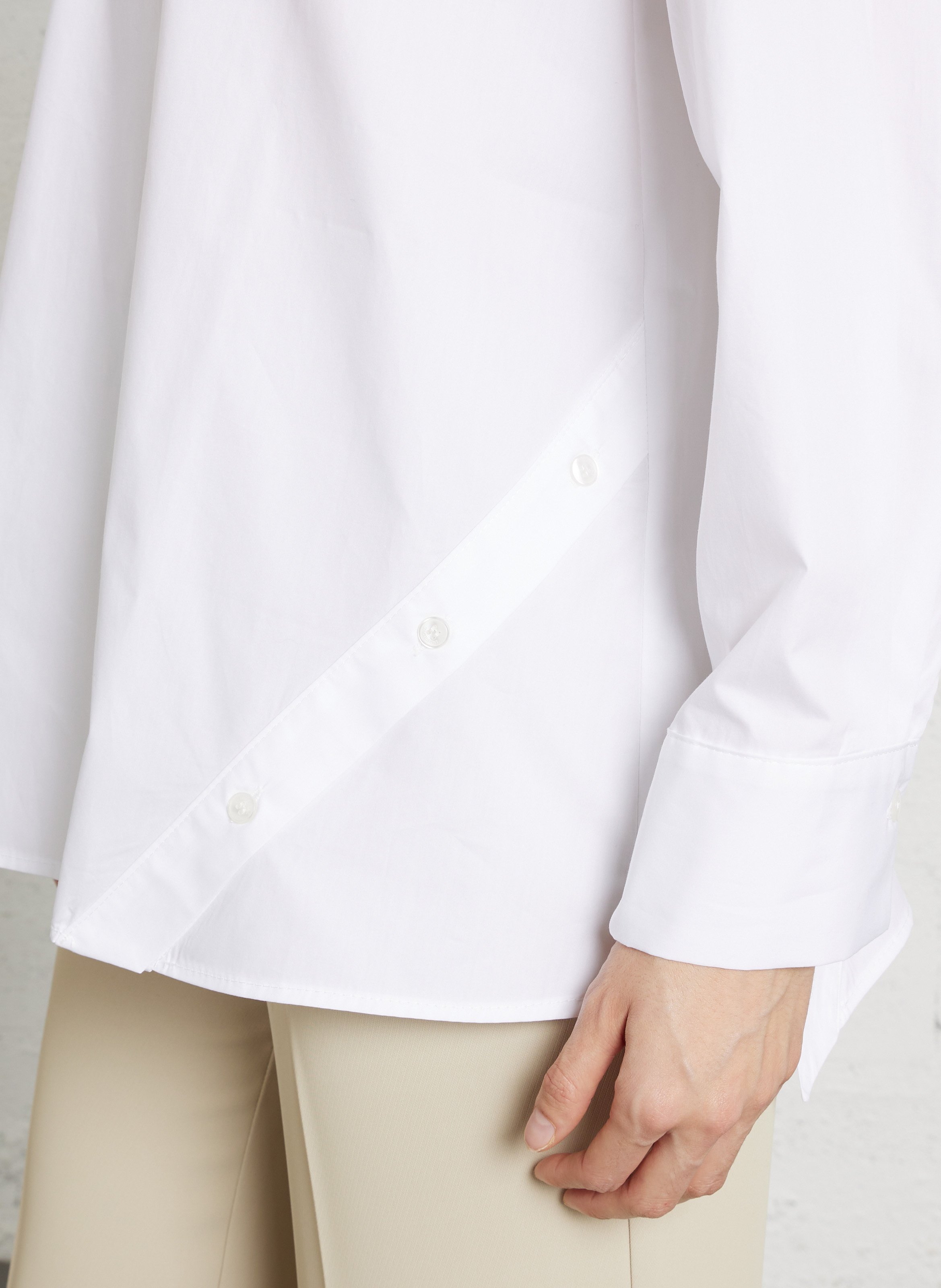 Oversized cotton shirt with classic collar IMPERIAL White