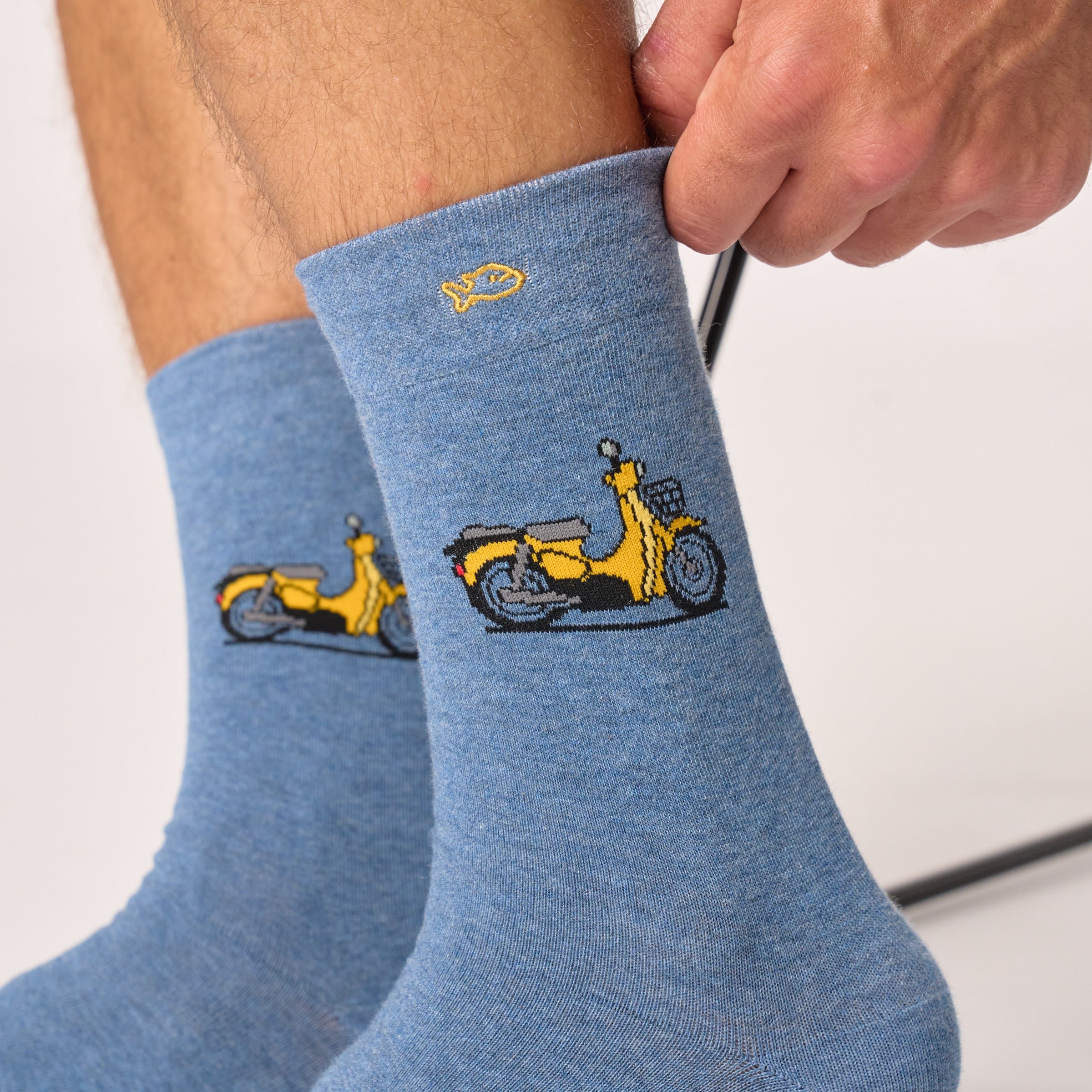 Combed Cotton Socks with Patterns BILLYBELT Blue