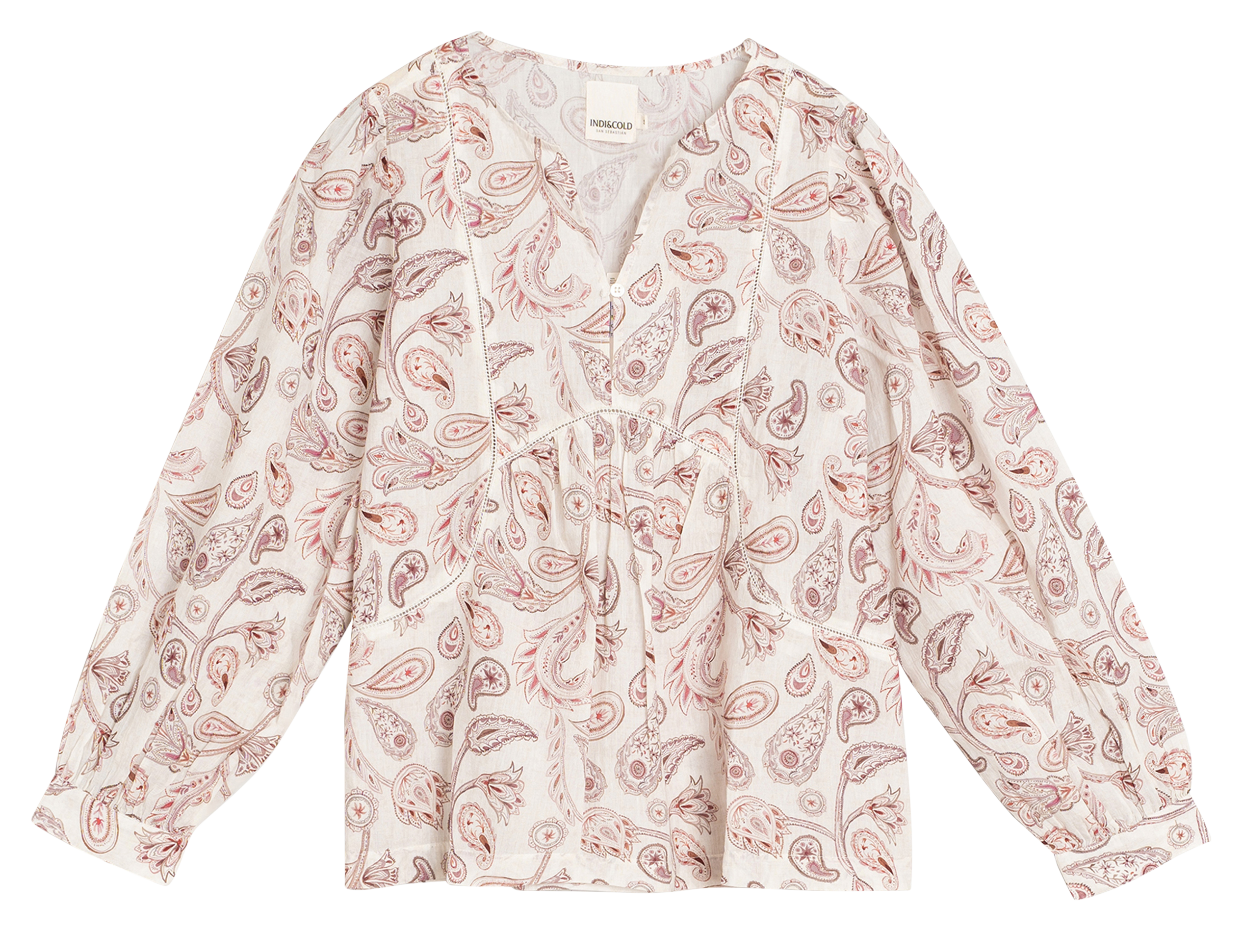 Henley-Bluse mit Print INDI & COLD Rosa