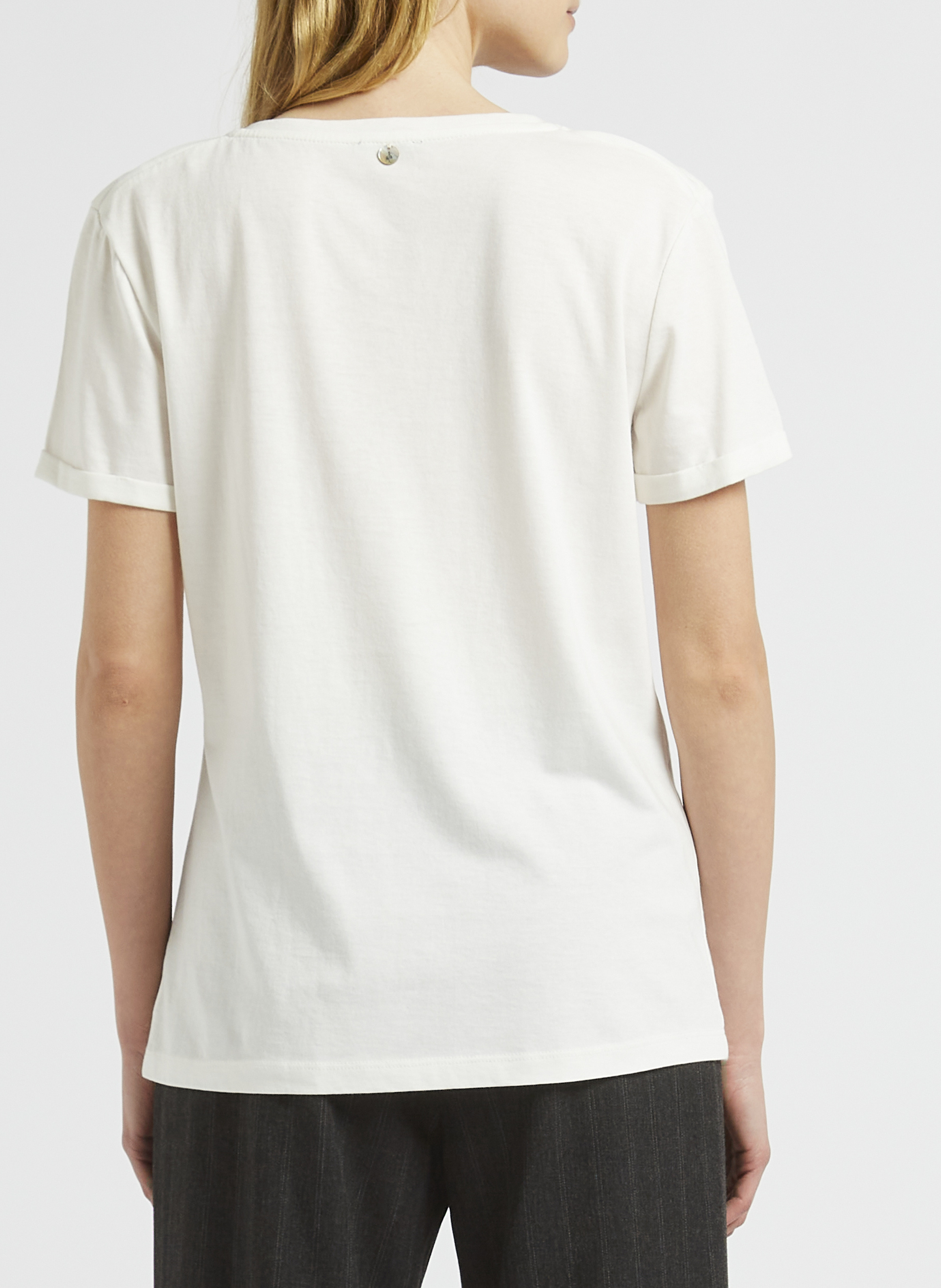Tee-shirt col rond en coton mélangé ONE STEP Blanc