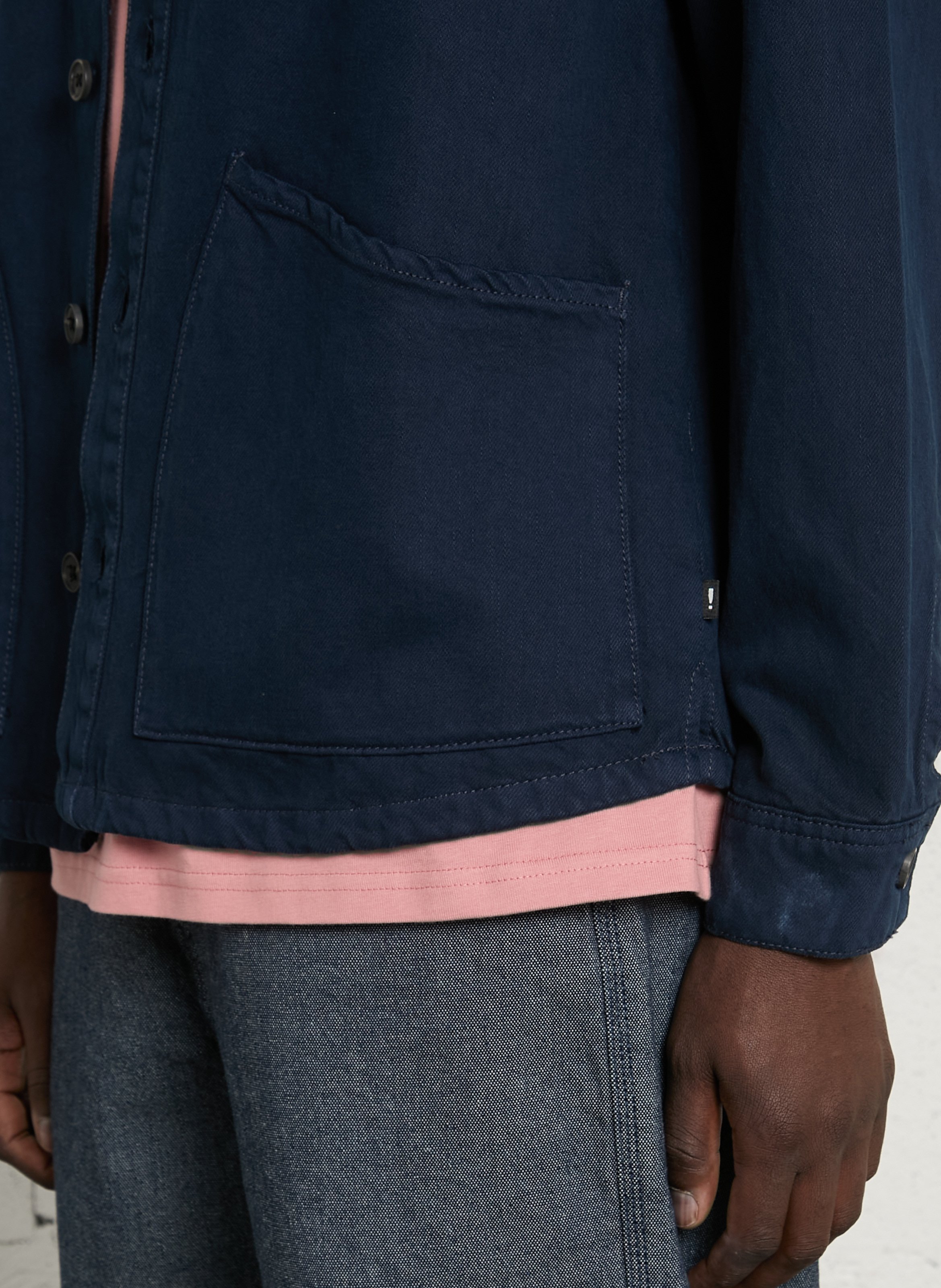 Jacket with classic cotton collar SOLID Blue