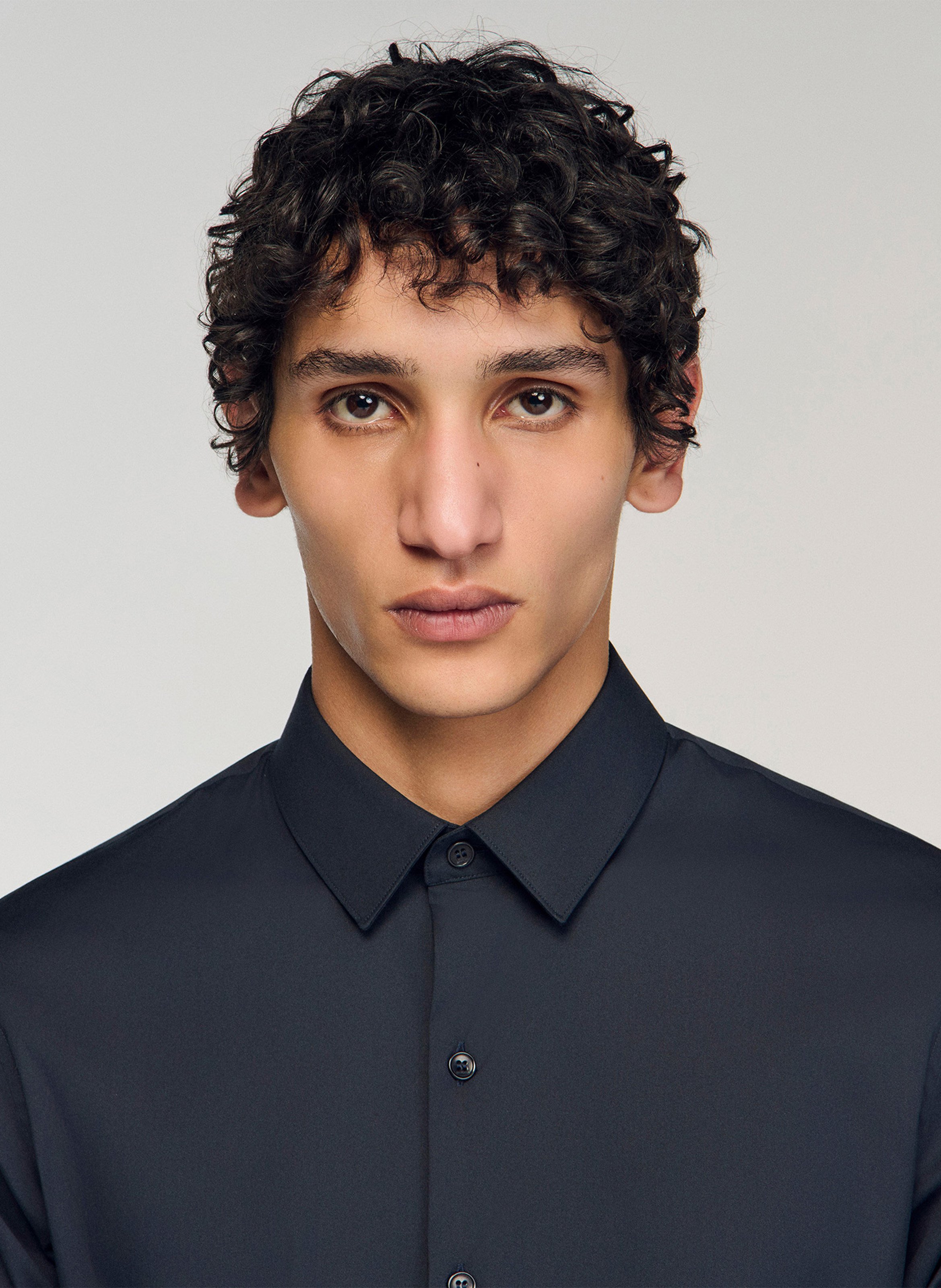 Chemise slim-fit en coton stretch SANDRO Blauw