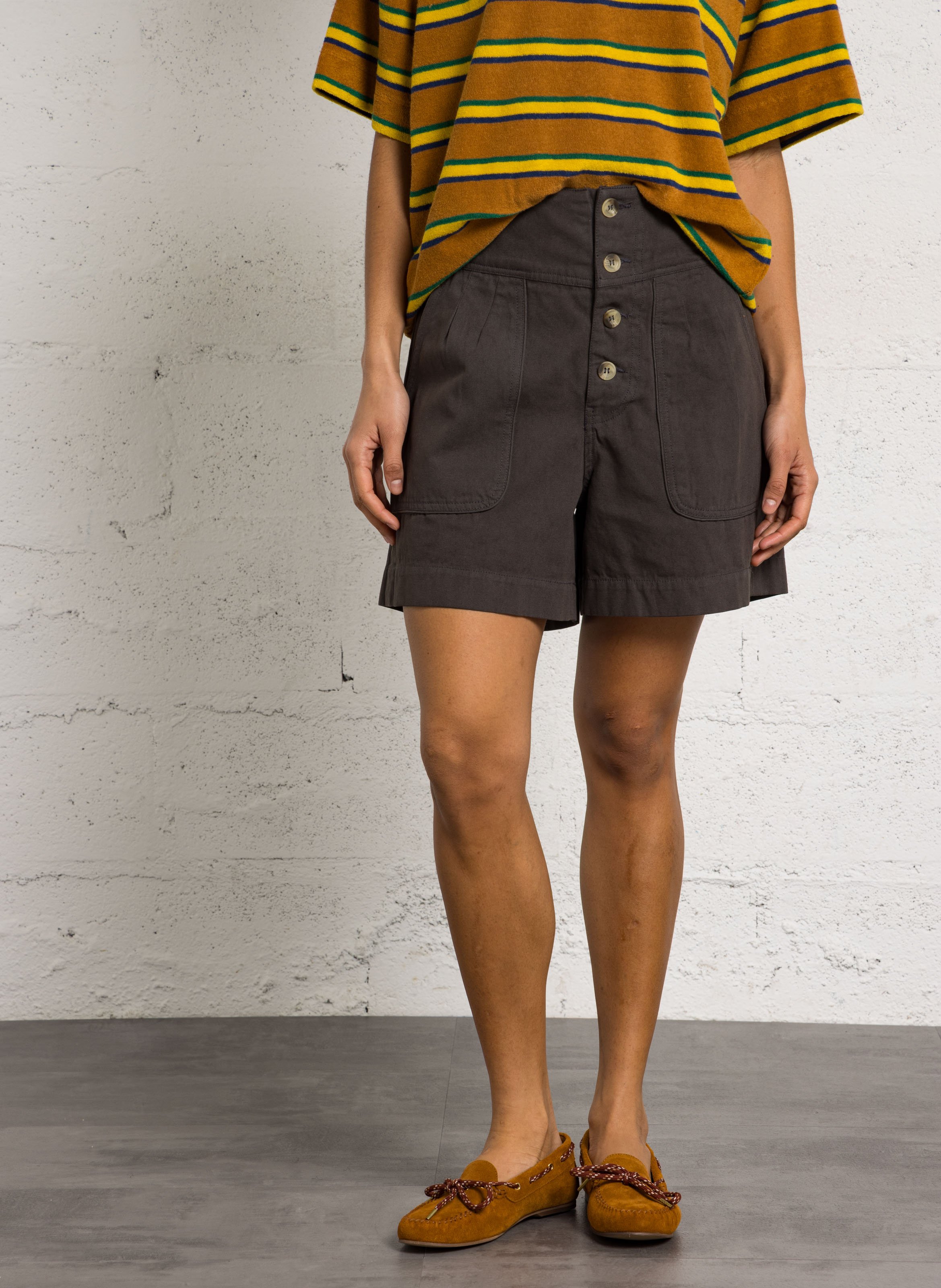 Gerade geschnittene Baumwollshorts LEON & HARPER Grau