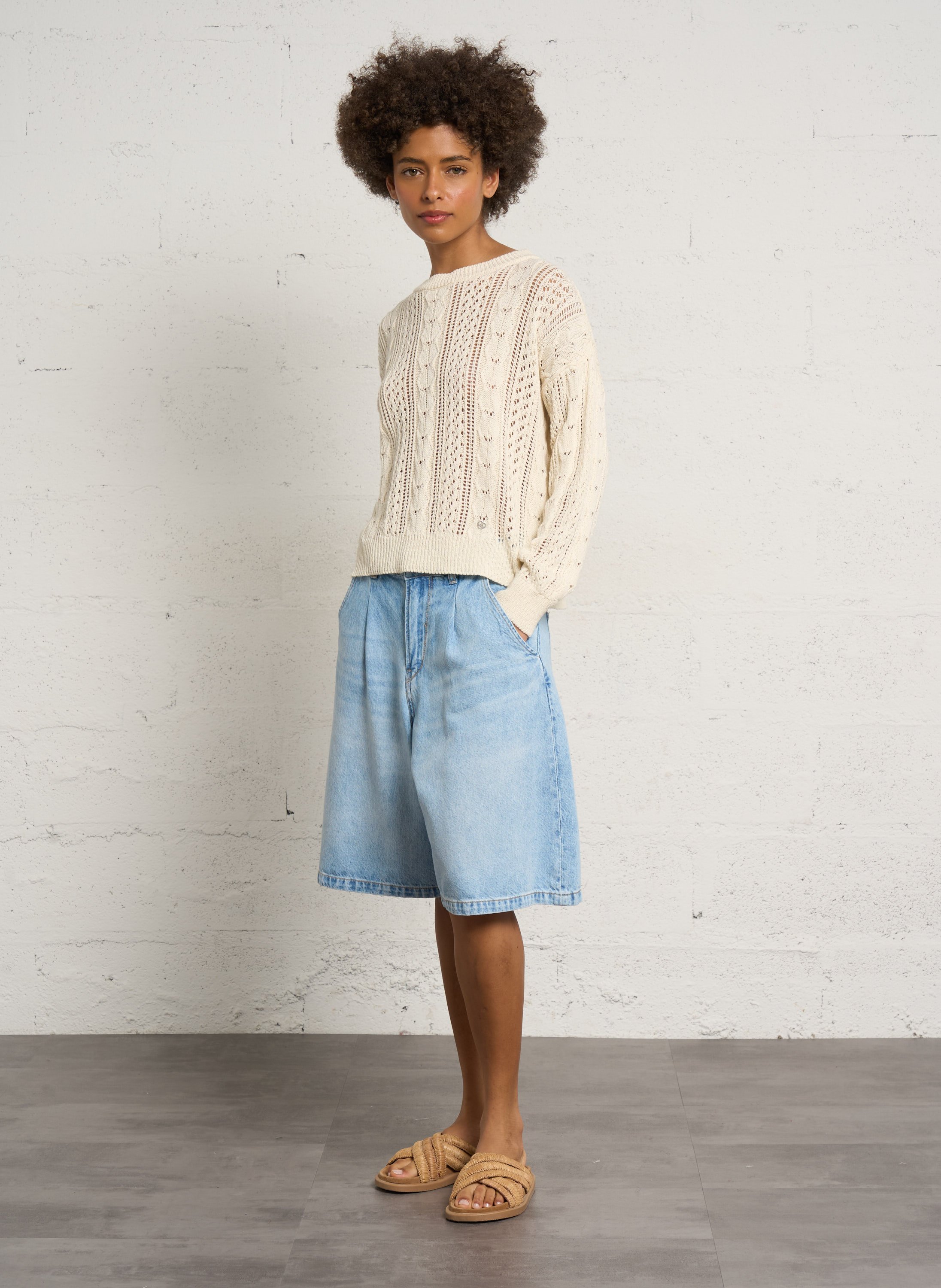 Culotte-Rock aus gemischter Baumwolle LE TEMPS DES CERISES Blau