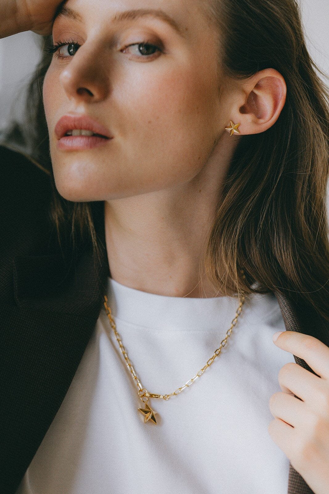 Mini star-shaped gold-plated stud earrings MONSIEUR SIMONE Golden