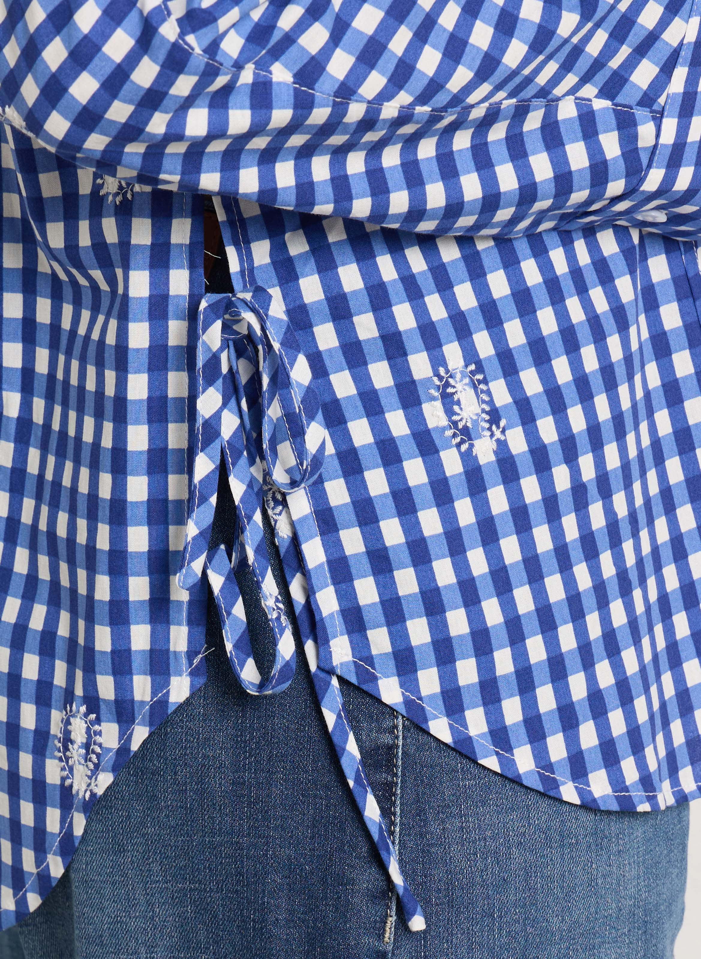 Straight printed cotton shirt with classic collar THE KORNER Blue