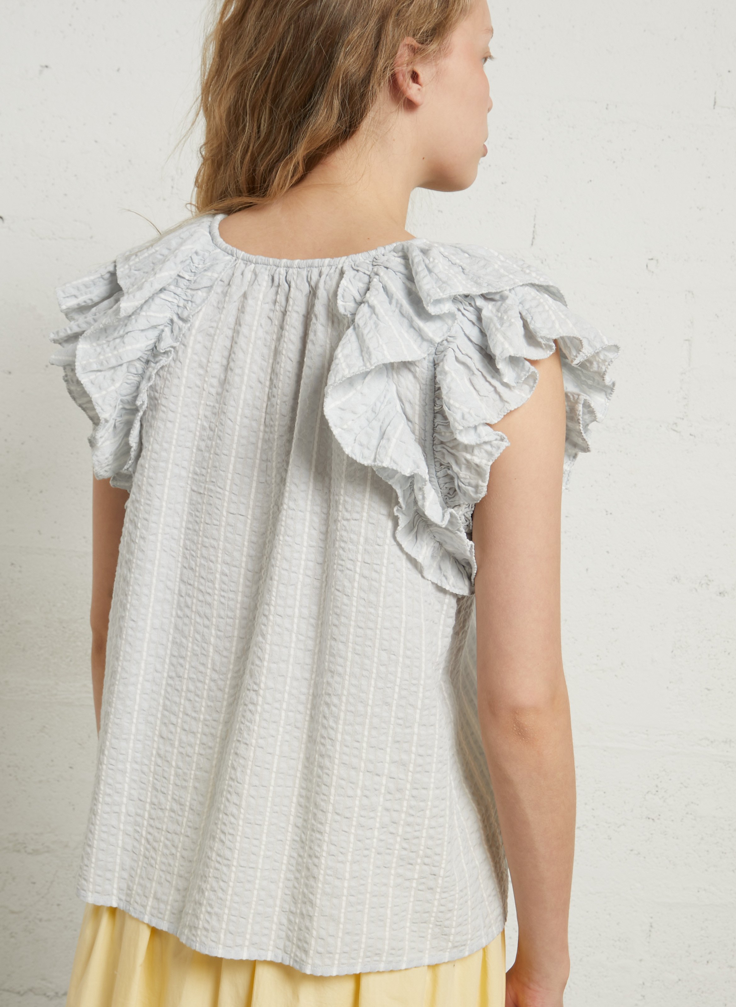 Loose-fit round-neck cotton top BELLEPIECE Blue