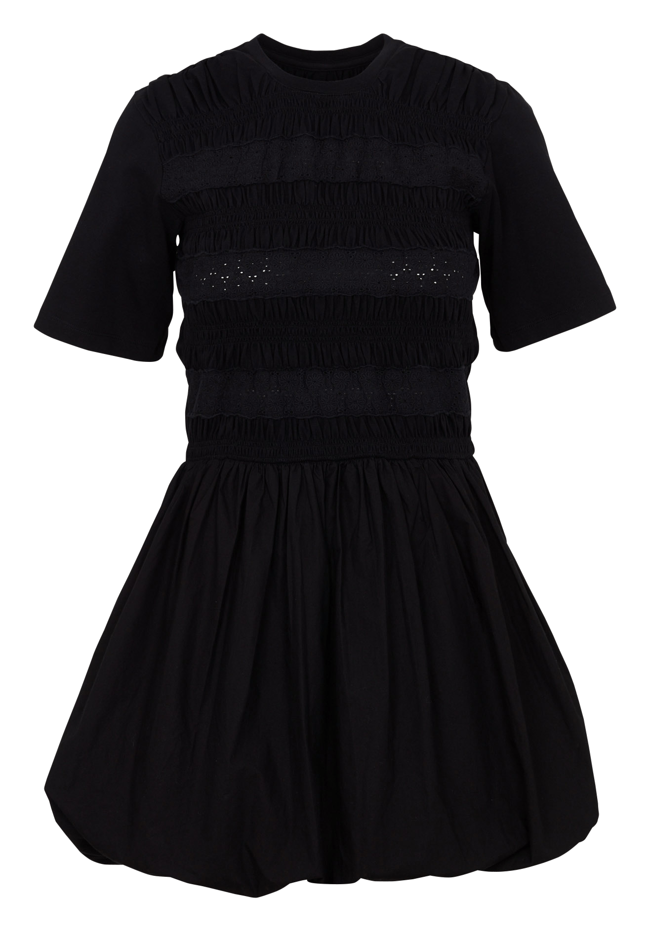 Short smocked dress in jersey DES PETITS HAUTS Black