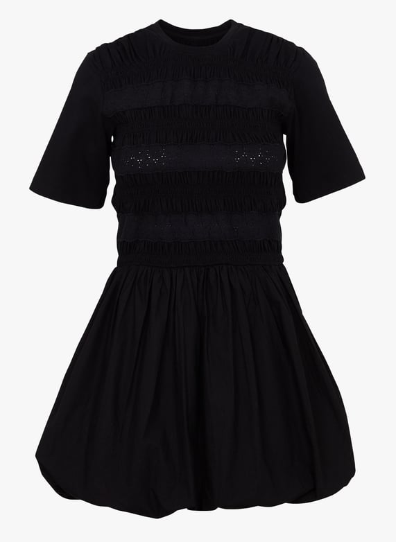 black jersey smock dress Curves Black Jersey Frill Sleeve Mini Smock Dress
