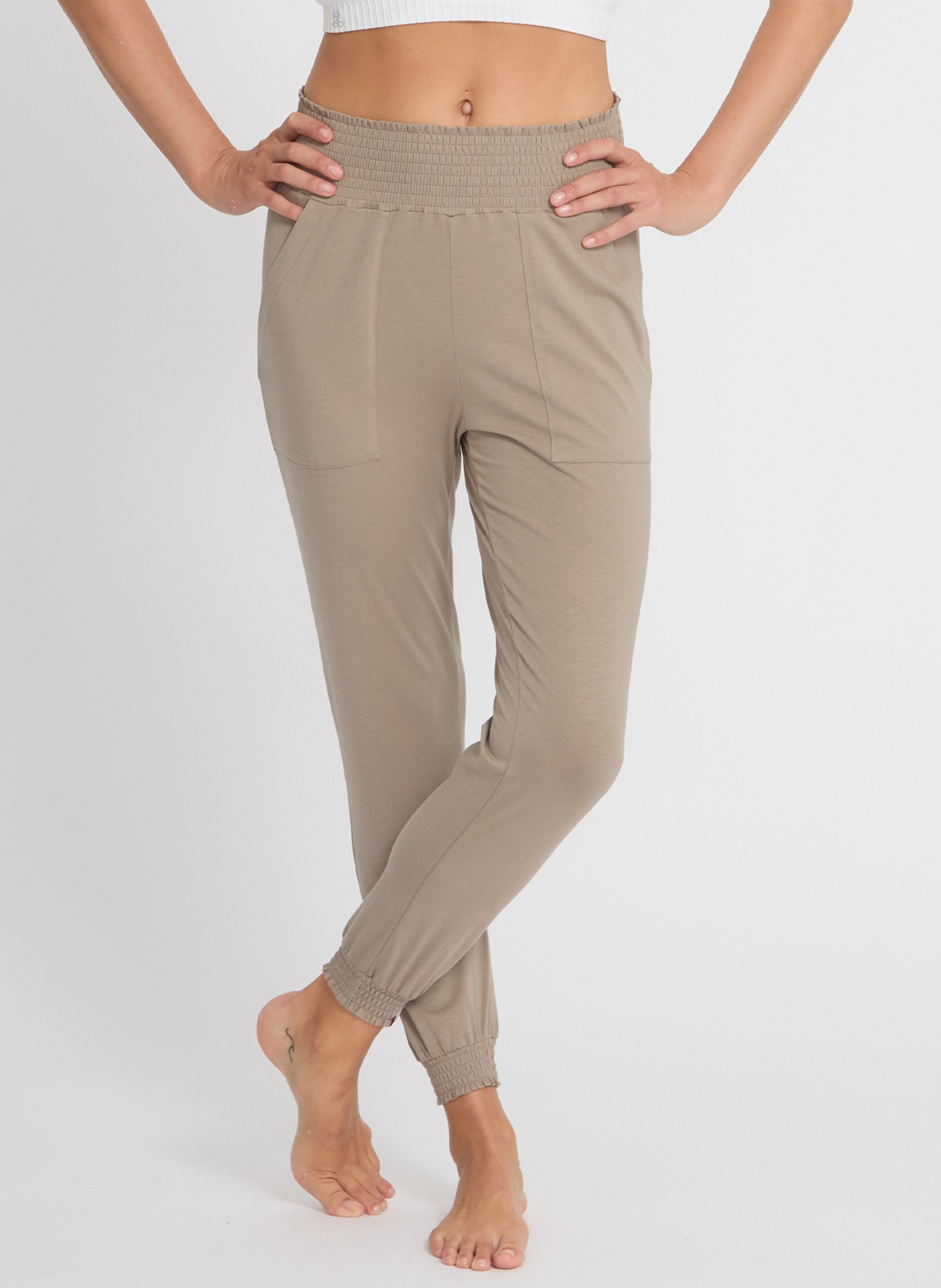 Rechte broek met hoge taille | katoenblend YOGA SEARCHER Bruin