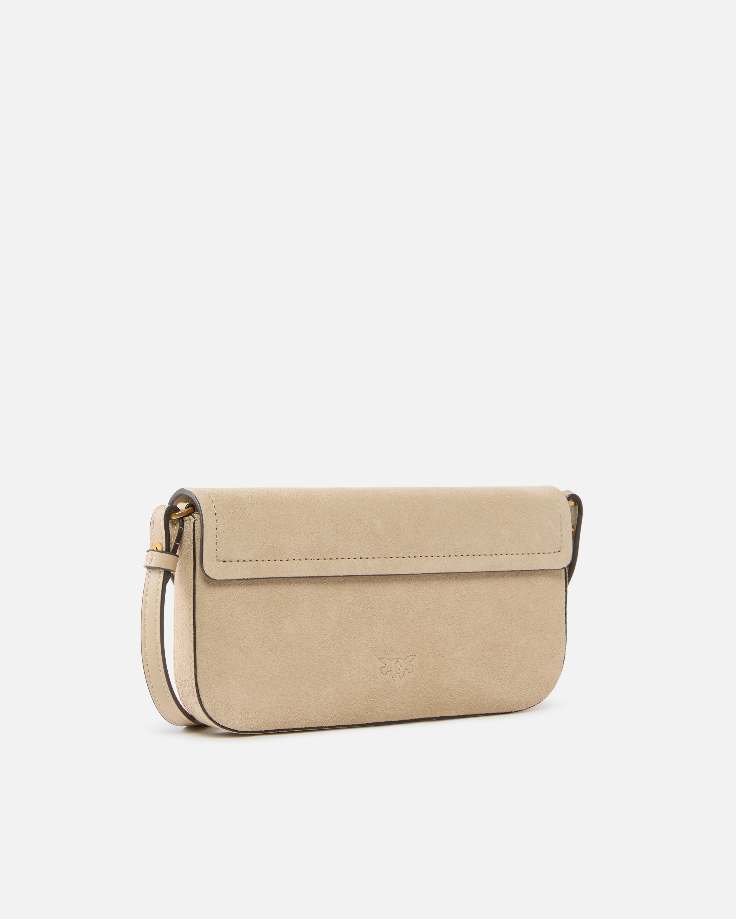 Medium saddle flat shoulder bag in suede PINKO Beige