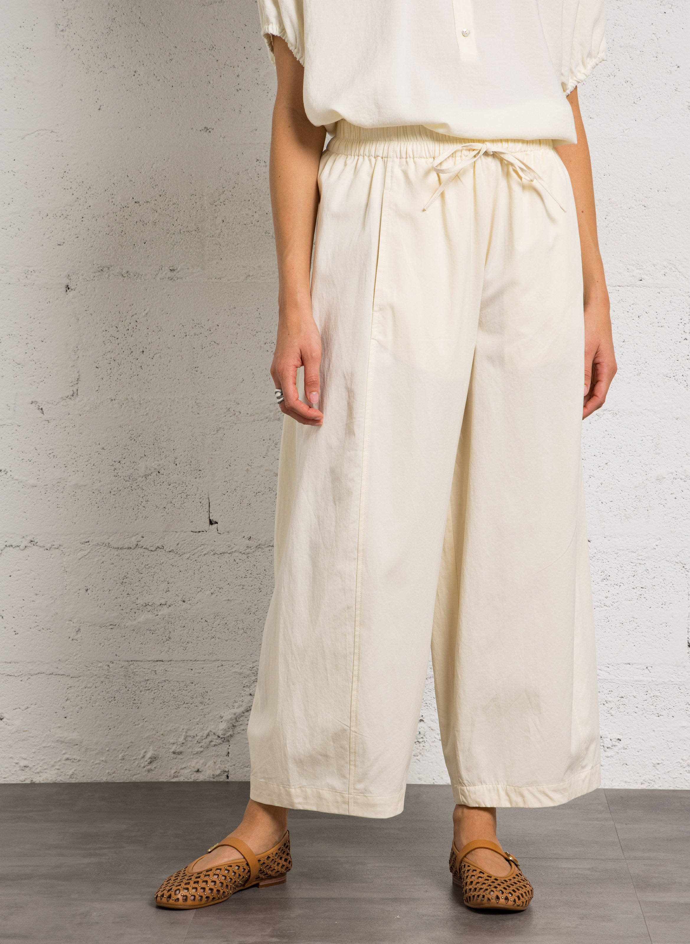 Pantalon large en coton mélangé JC SOPHIE Blanc