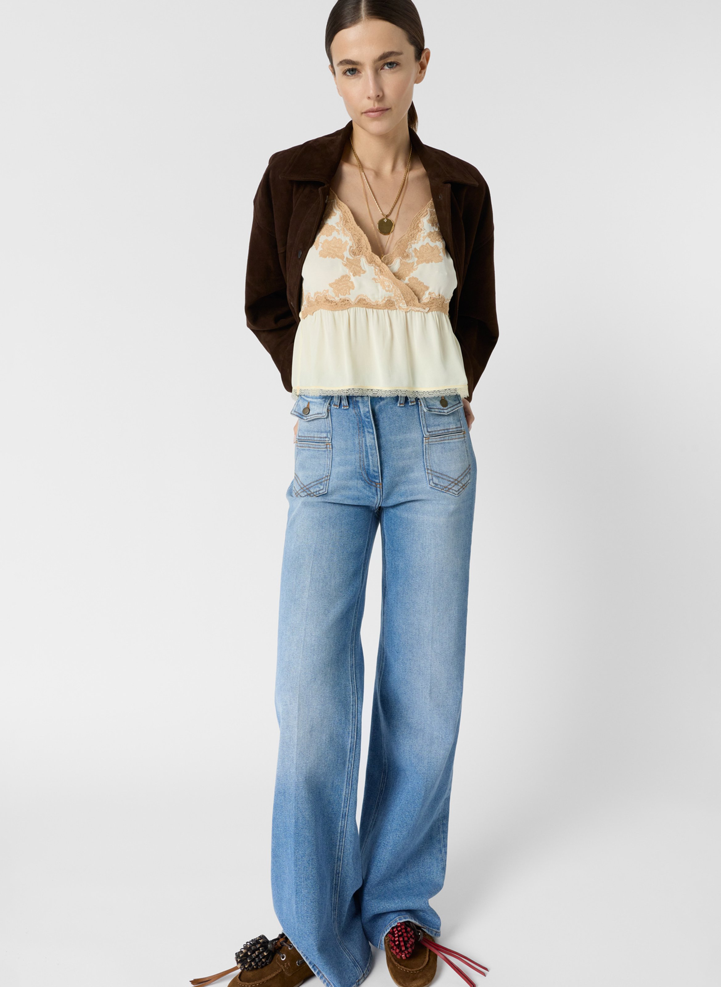 Top recto con cuello de pico GERARD DAREL Beige