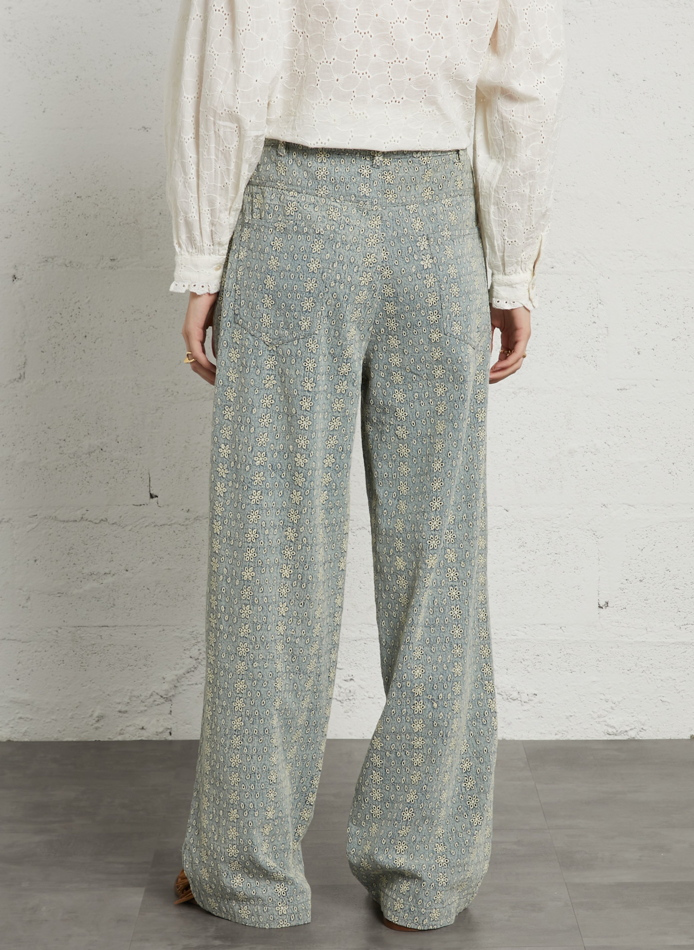 Weites Baumwollhosen mit Saum MAISON HOTEL Blau