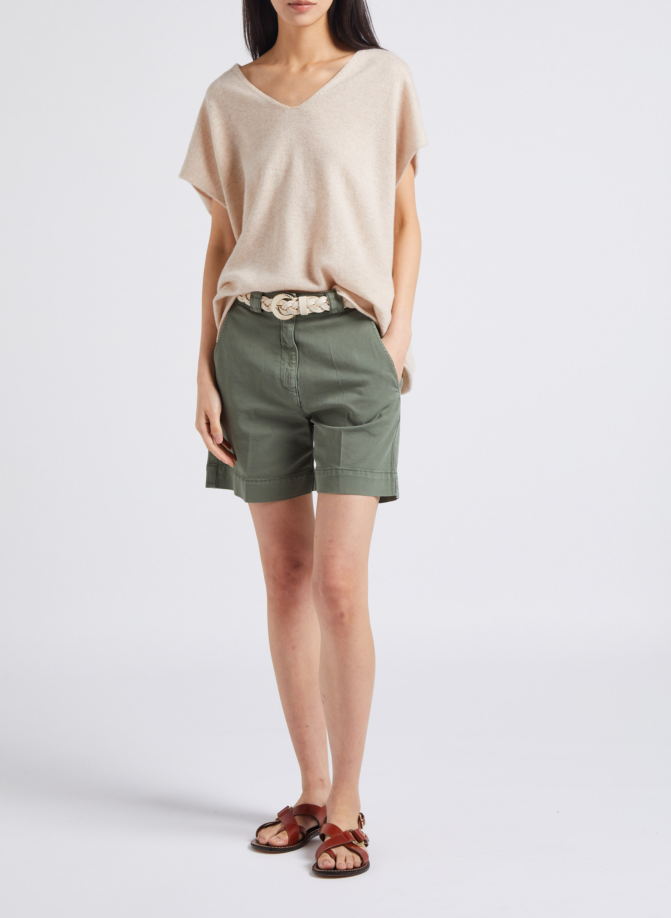 Weite Shorts aus Baumwoll-Mix ACQUAVERDE Khaki