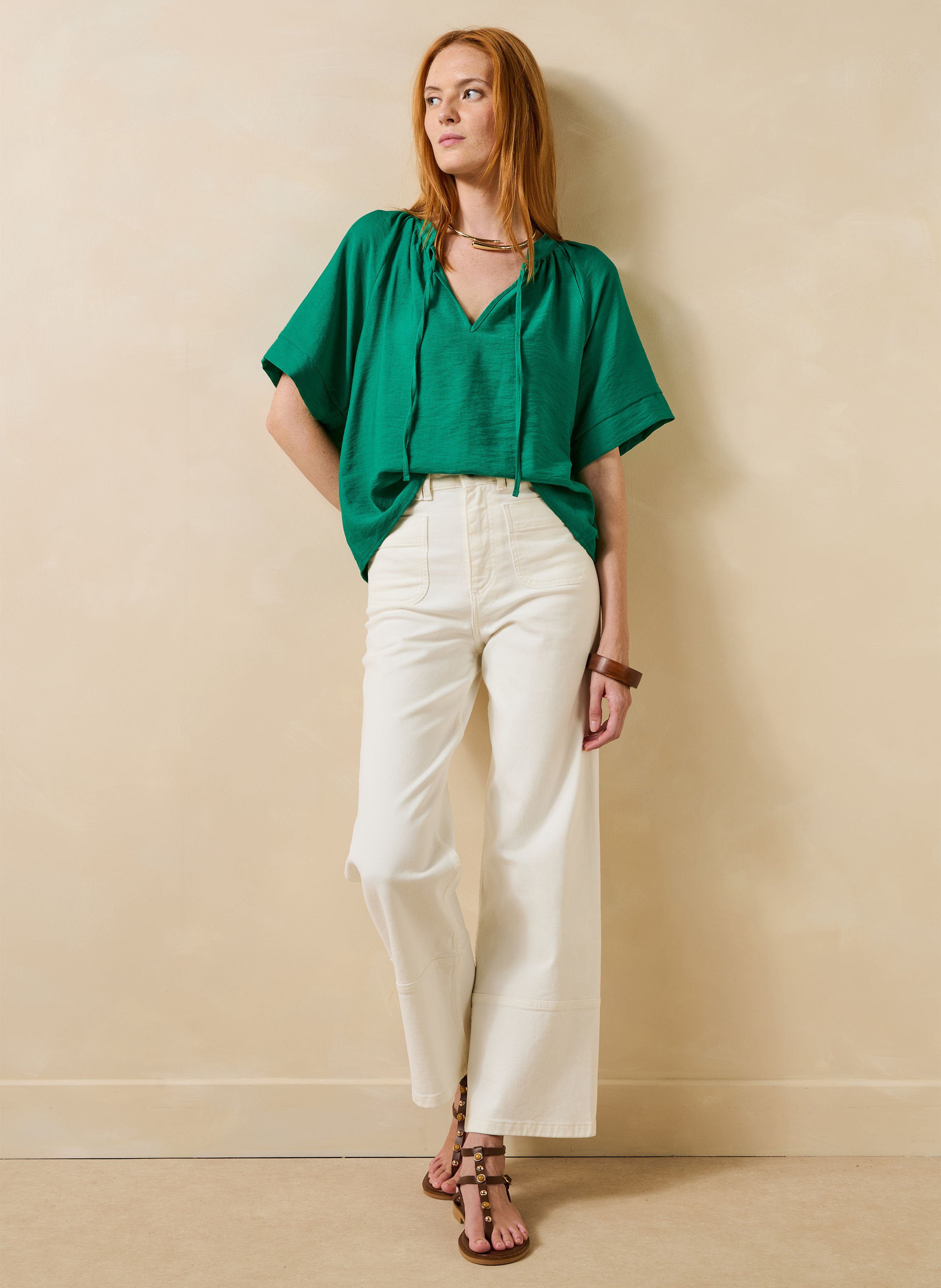 Round-neck top LA FEE MARABOUTEE Green